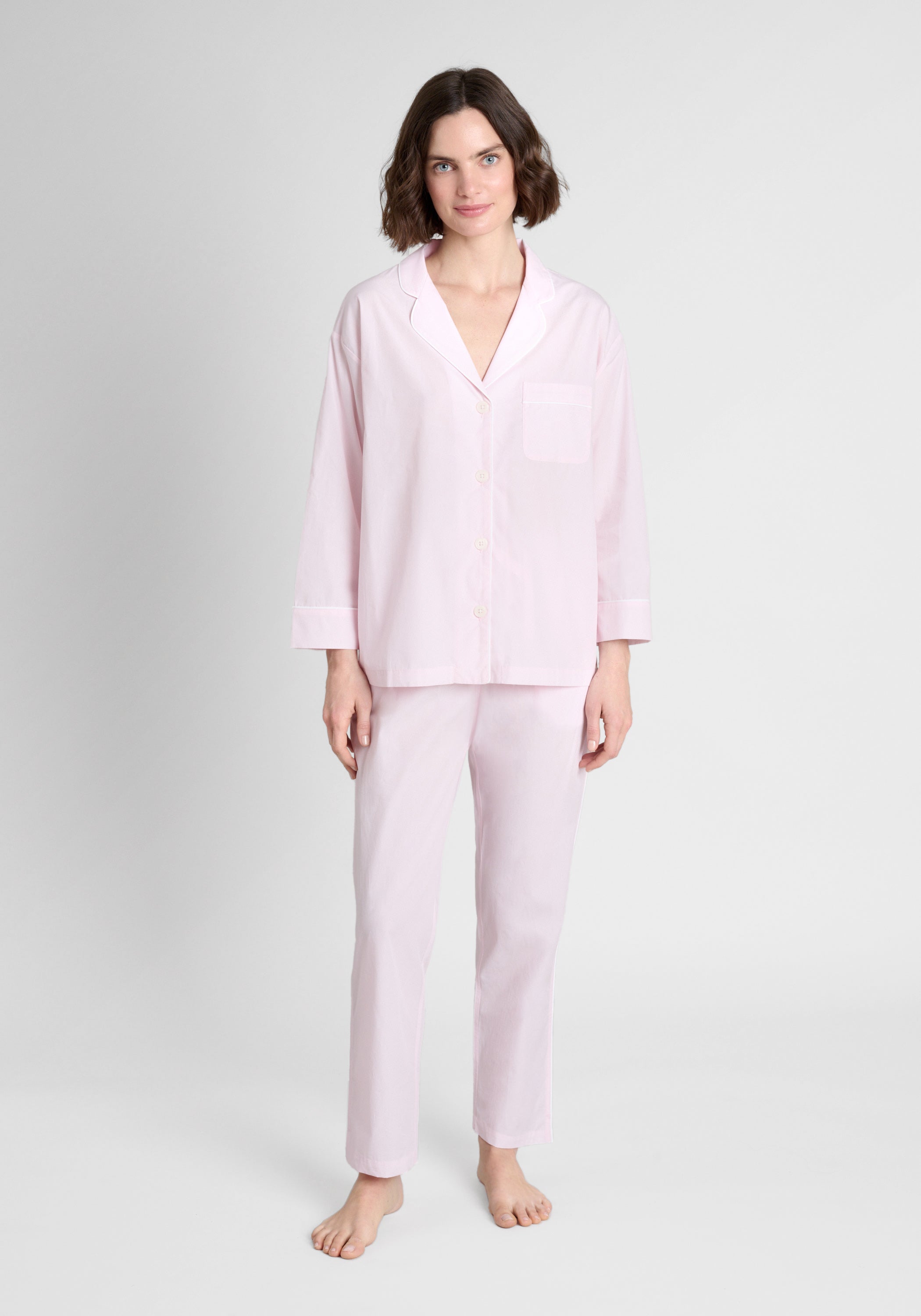 Marina Pajama Set - Soft Pink Cotton Sleepwear for Women | Cozy Loungewear for Bedtime & Relaxation at Home