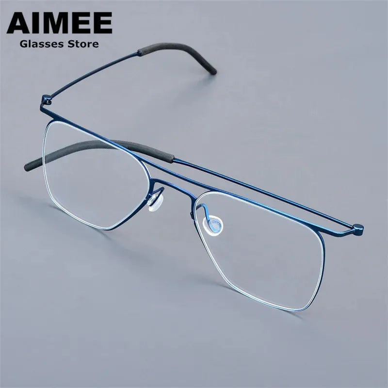 Aimee Women's Full Rim Square Double Bridge Titanium Eyeglasses Frame 55802 - Lightweight & Durable for Work, Reading & Fashion Accessories