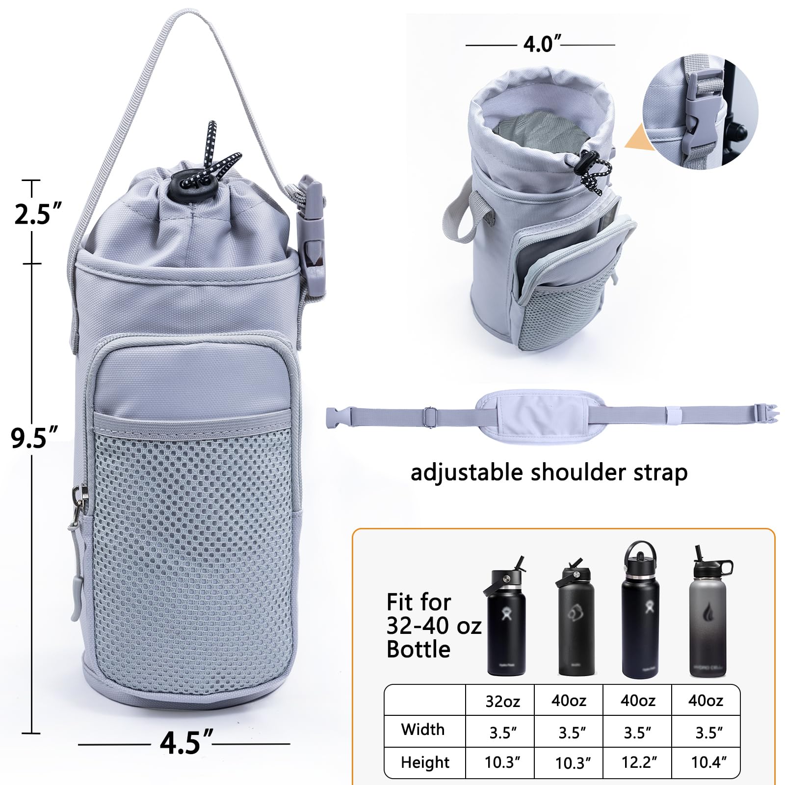 Magnetic Gym Bottle Holder with Phone Pocket - Adjustable Water Bottle Sling Bag for Running, Hiking & Workout Essentials - Perfect for Fitness, Outdoor Sports & Travel Accessories