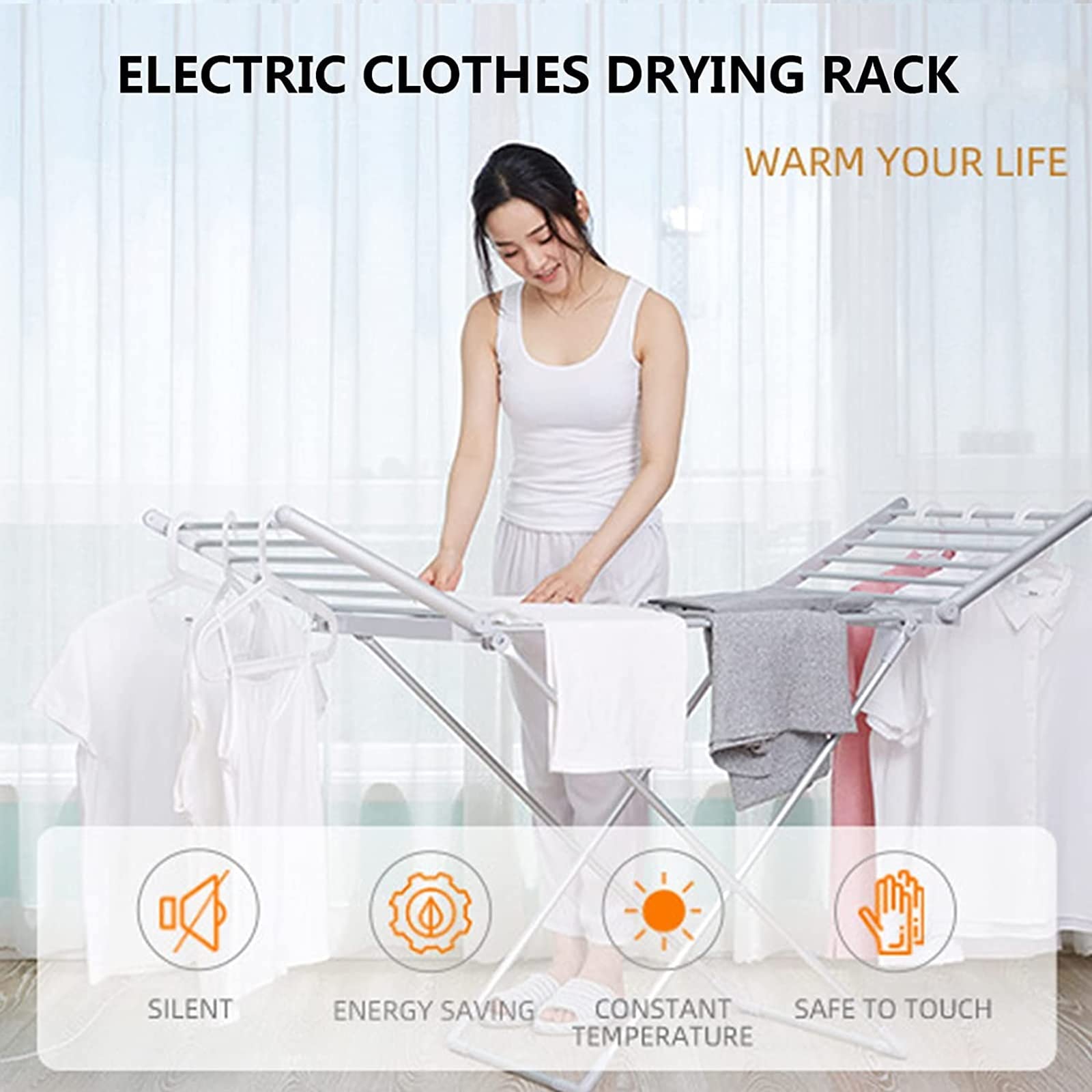 230W Electric Heated Clothes Dryer - Foldable Winged Indoor Airer with 20 Bars for Fast Drying | Perfect for Small Apartments, Laundry Rooms & Winter Clothes Drying