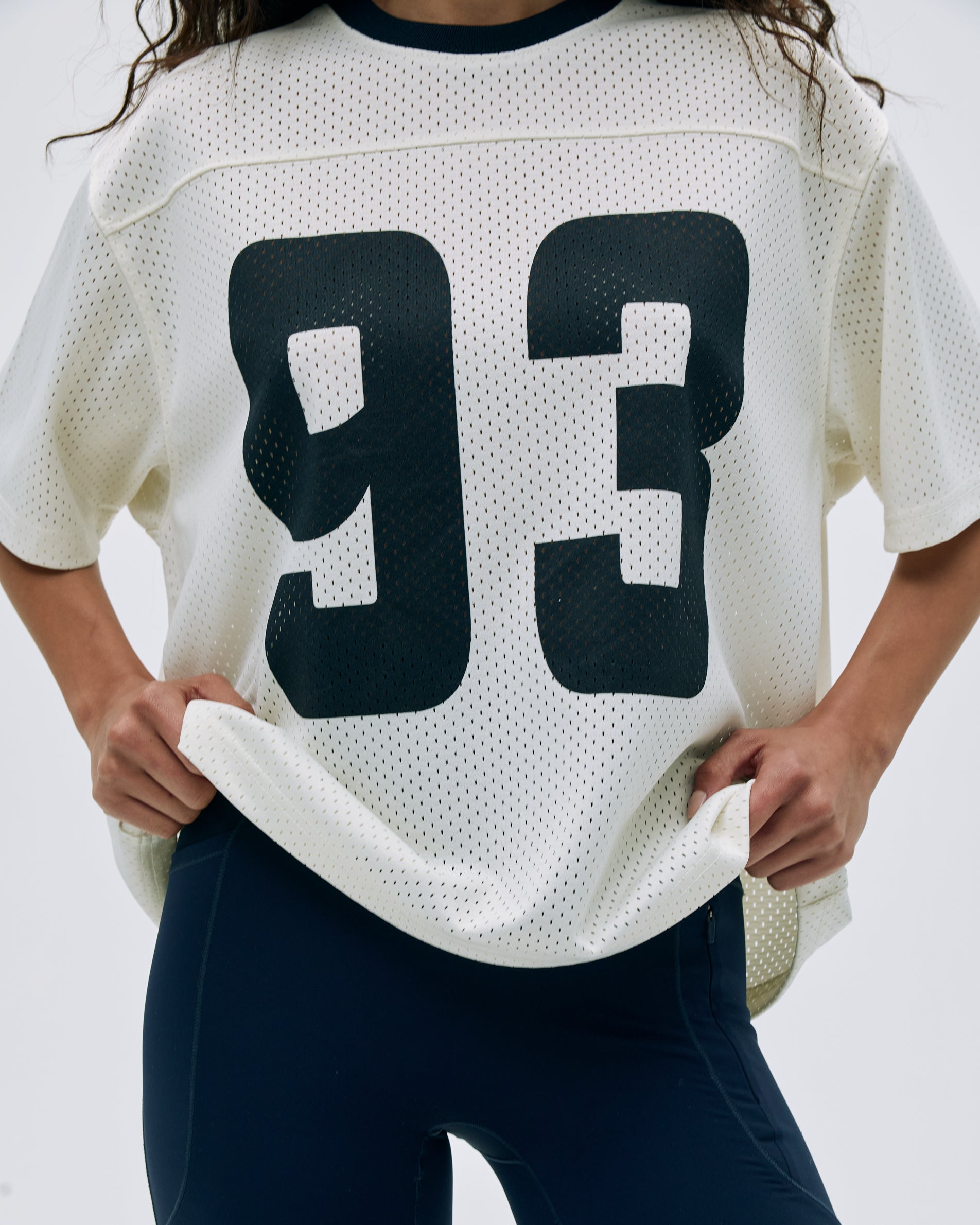 Breathable Mesh Short Sleeve Sports Jersey for Men & Women - White/Navy Blue - Perfect for Running, Gym Workouts & Team Sports