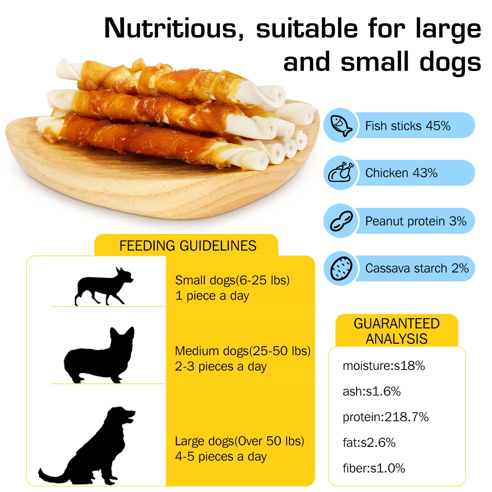 HealthyBones Natural Chicken Breast Wrapped Dog Treats - Grain Free, High Protein Snacks for Medium Dogs (36 Count) - Perfect for Training Rewards & Dental Health Care