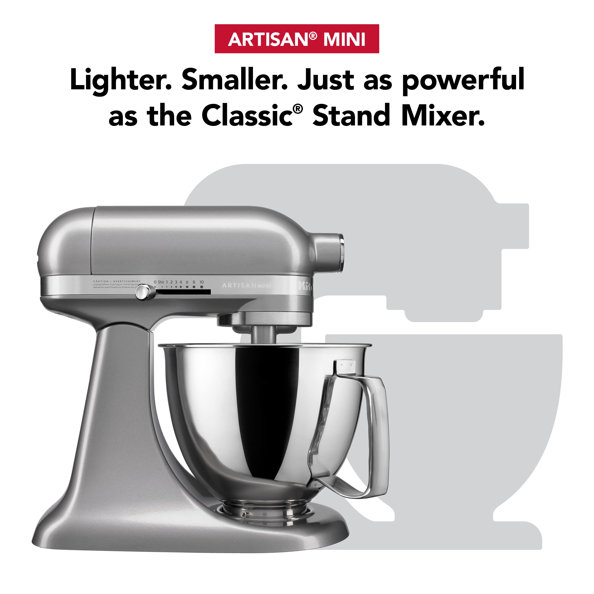KitchenAid Artisan Mini 3.5 Quart Tilt-Head Stand Mixer - KSM3316X - Contour Silver | Compact Baking Appliance for Small Kitchens, Perfect for Cookies, Cakes & Dough | Home Baker Essential