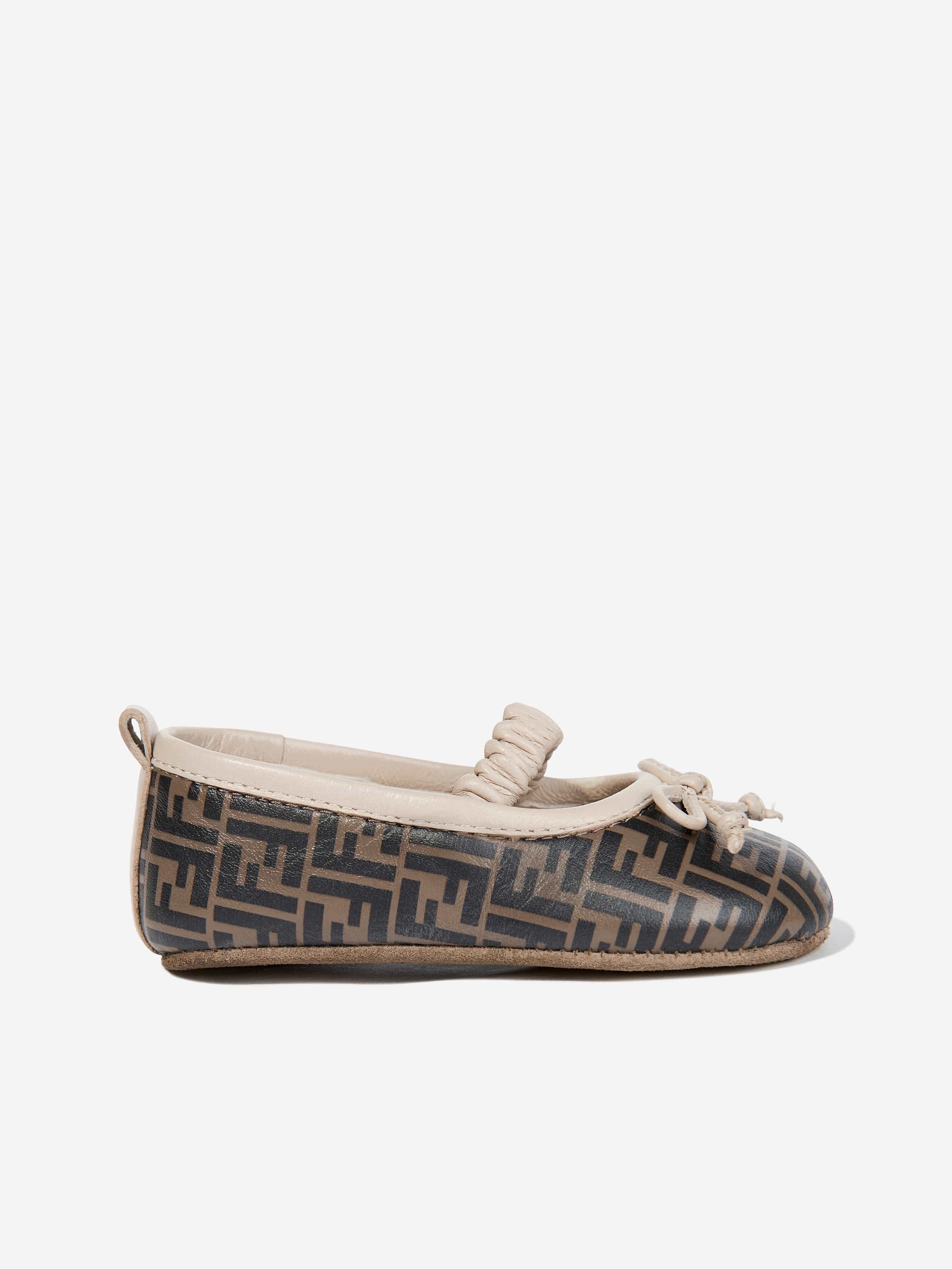 Brown Baby Girls FF Logo Pre-Walker Shoes - Soft & Comfortable First Walking Shoes for Infants & Toddlers - Perfect for Indoor Play, Crawling & Early Steps