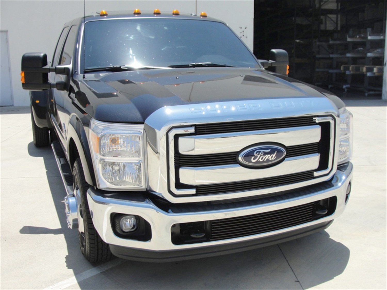 2011-2016 Ford Super Duty Billet Aluminum Grille Insert - 4 Piece Black Overlay (PN#21546B) | Heavy Duty Truck Upgrade for F250 F350 F450 | Off-Road & Custom Styling Accessory