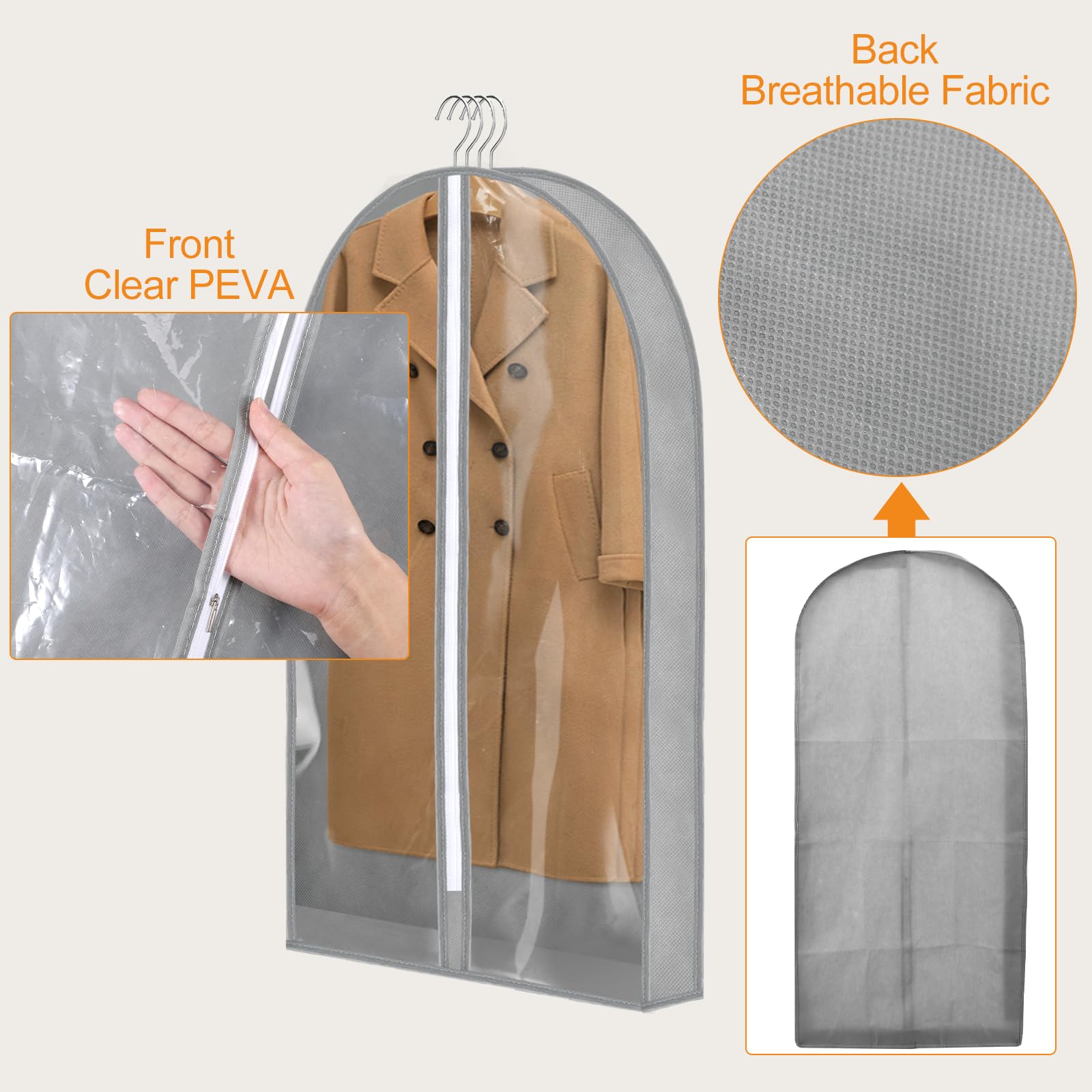 4 Pack Clear Zippered Garment Bags (40