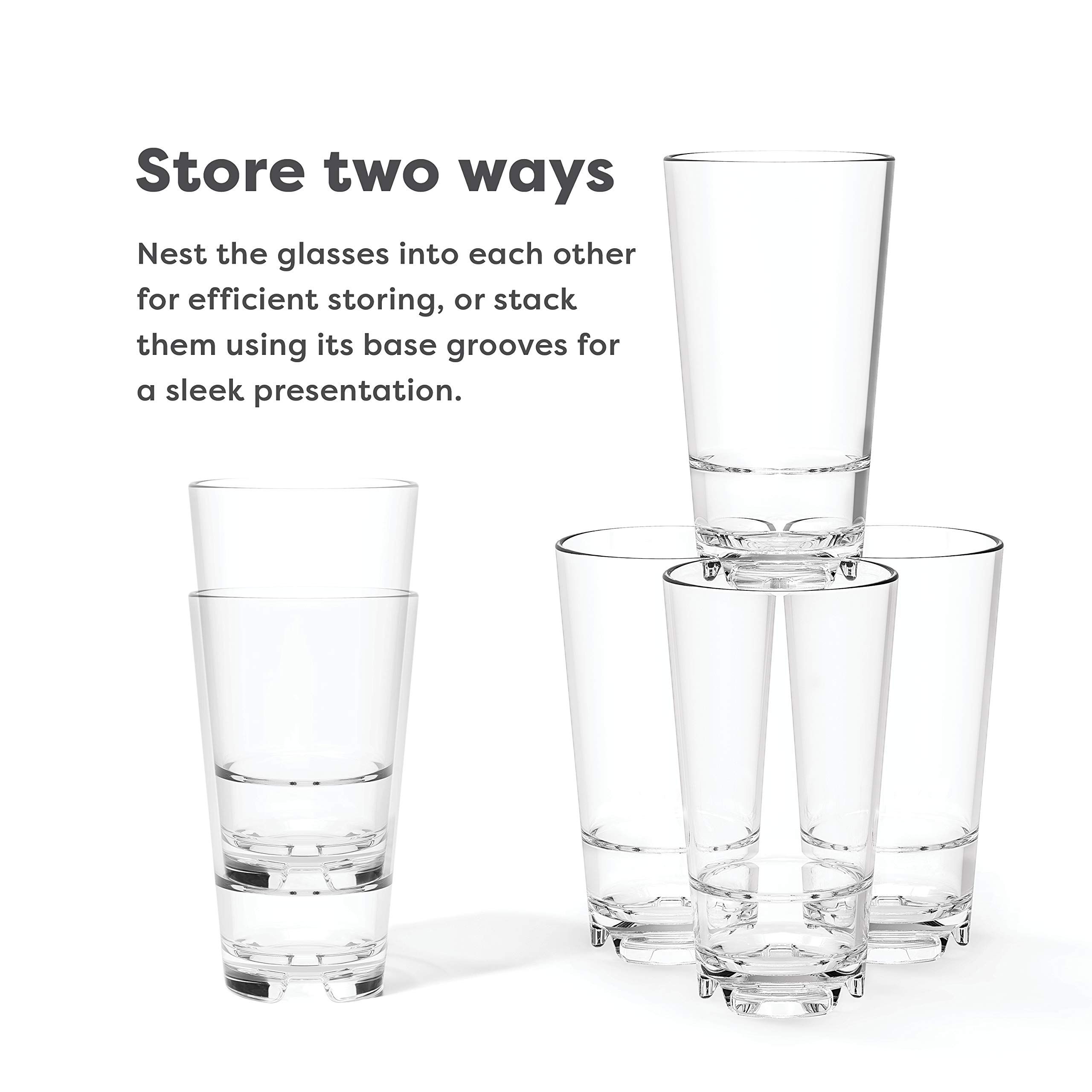 Premium 16oz Tritan Plastic Beer Glasses - Set of 24 Unbreakable, Dishwasher Safe & Heat Resistant Stacking Pint Cups - Perfect for Parties, Bars, Camping & Outdoor Events - Clear TOSSWARE RESERVE Collection