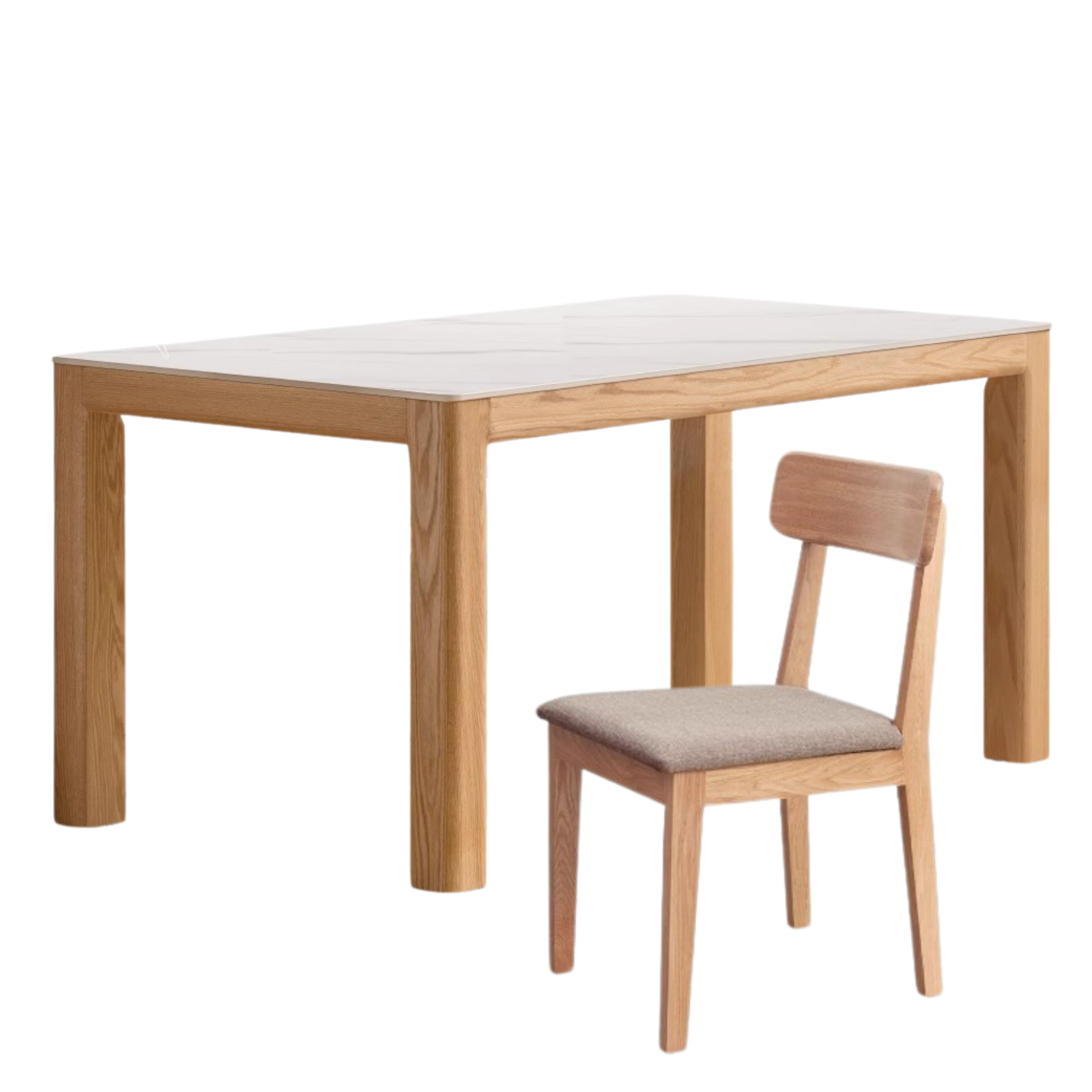 Solid Oak Wood Dining Table - Simple Modern Design for Kitchen, Dining Room & Small Spaces