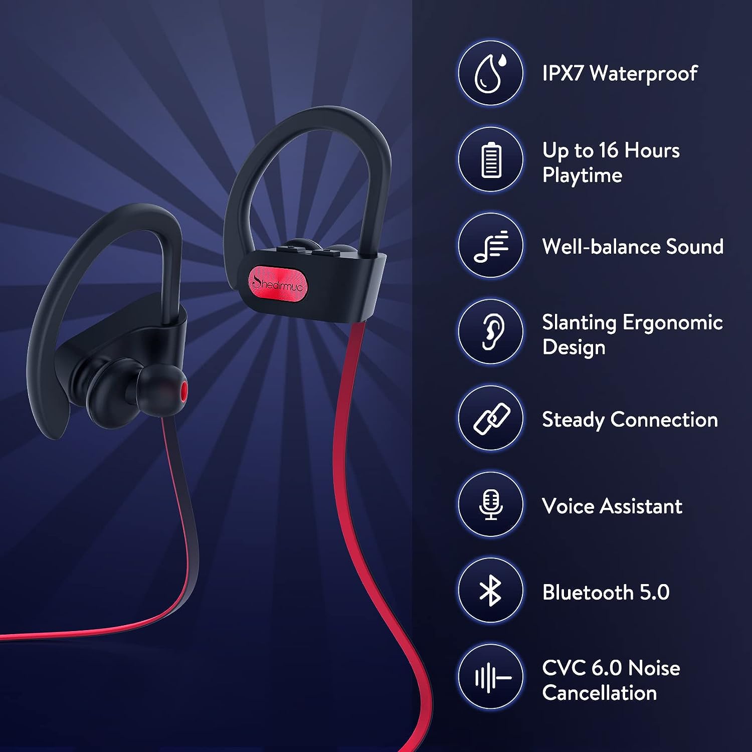 Mpow Flame IPX7 Waterproof Wireless Earbuds - Bluetooth Sports Earphones for Running, Gym, Workout & Outdoor Activities