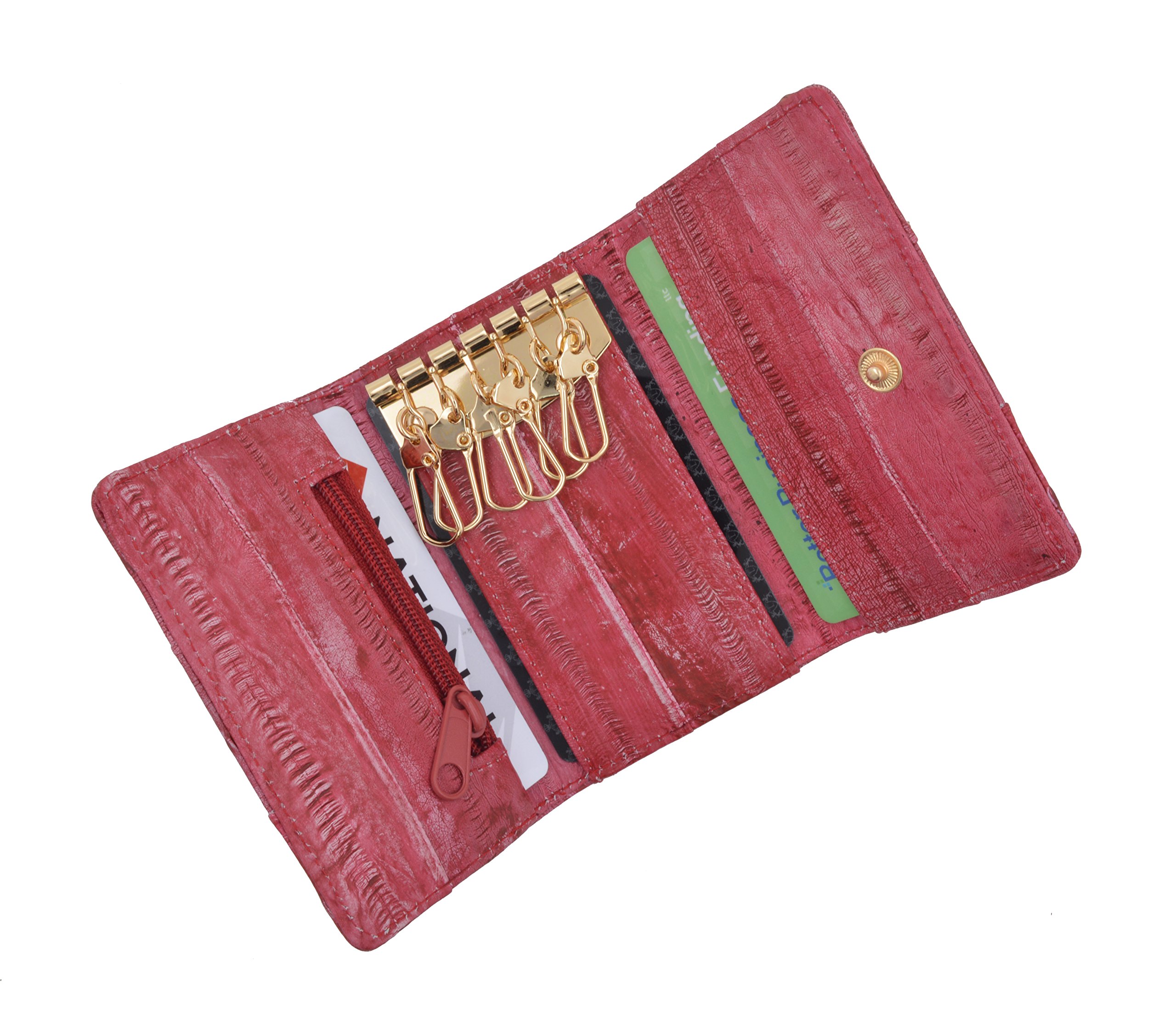 Premium Eel Skin Leather Key Case Wallet - Slim & Durable Key Organizer for Men & Women - Perfect for Home, Office, Travel & Everyday Carry
