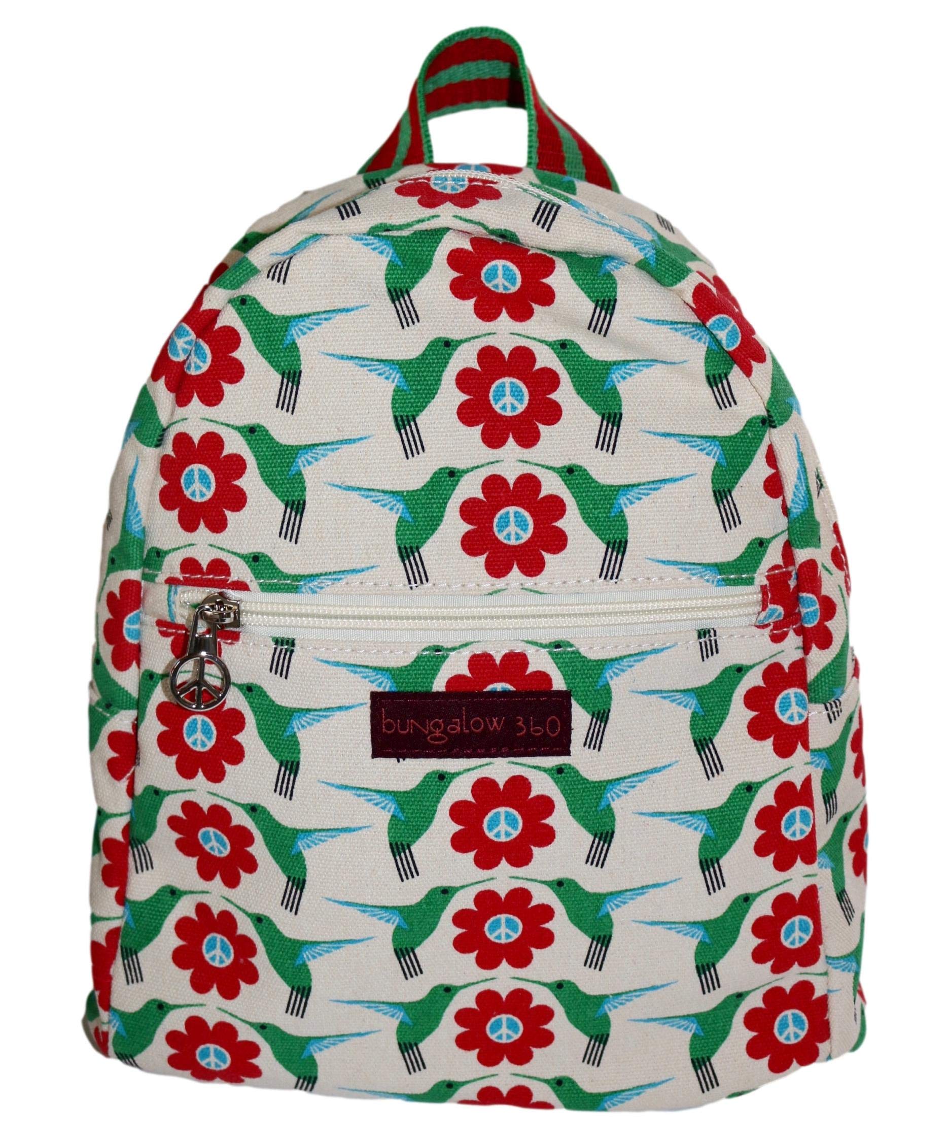 Bungalow 360 Mini Backpack for Adults - Lightweight Small Hiking Daypack (Hummingbird Print) - Perfect for Travel, Hiking & Everyday Use