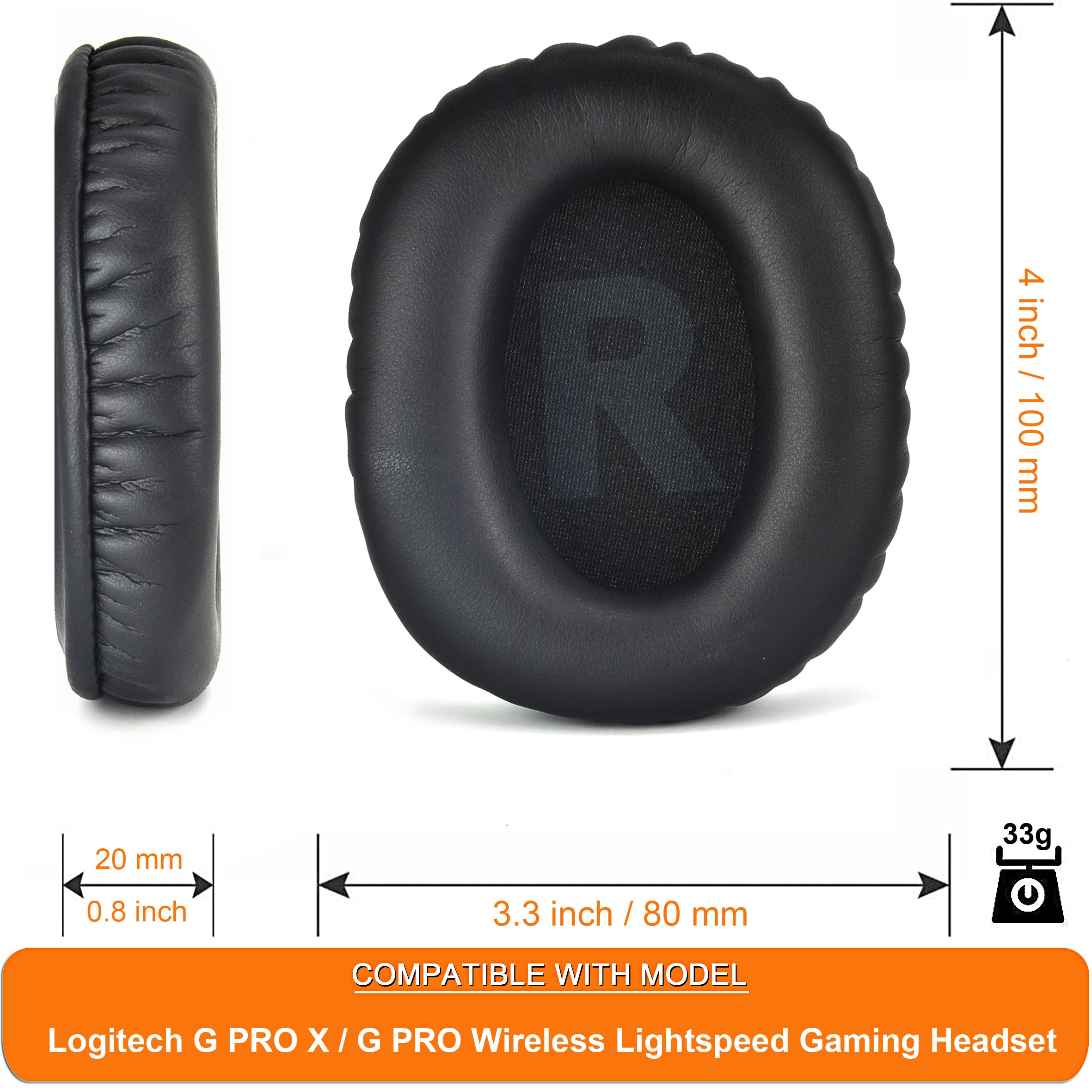 Defean Replacement Ear Pads for Logitech G PRO X & G PRO Gaming Headset - High-Density Noise Cancelling Foam Cushions (Protein PU Leather) - Perfect for Gaming, Streaming & Office Use