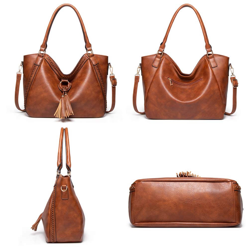 Trendy Women's PU Leather Shoulder Bags & Hobo Handbags with Tassel - Large Capacity Casual Tote Purse for Work, Travel, and Everyday Use