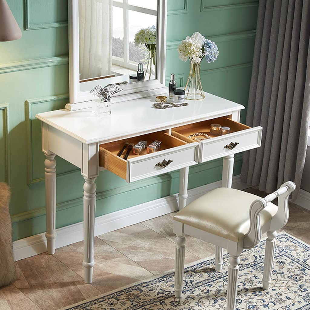 Modern Vanity Bench Set with Storage - Minimalist Makeup Desk for Bedroom - Women's Dressing Table (Perfect for Small Spaces & Daily Beauty Routine)