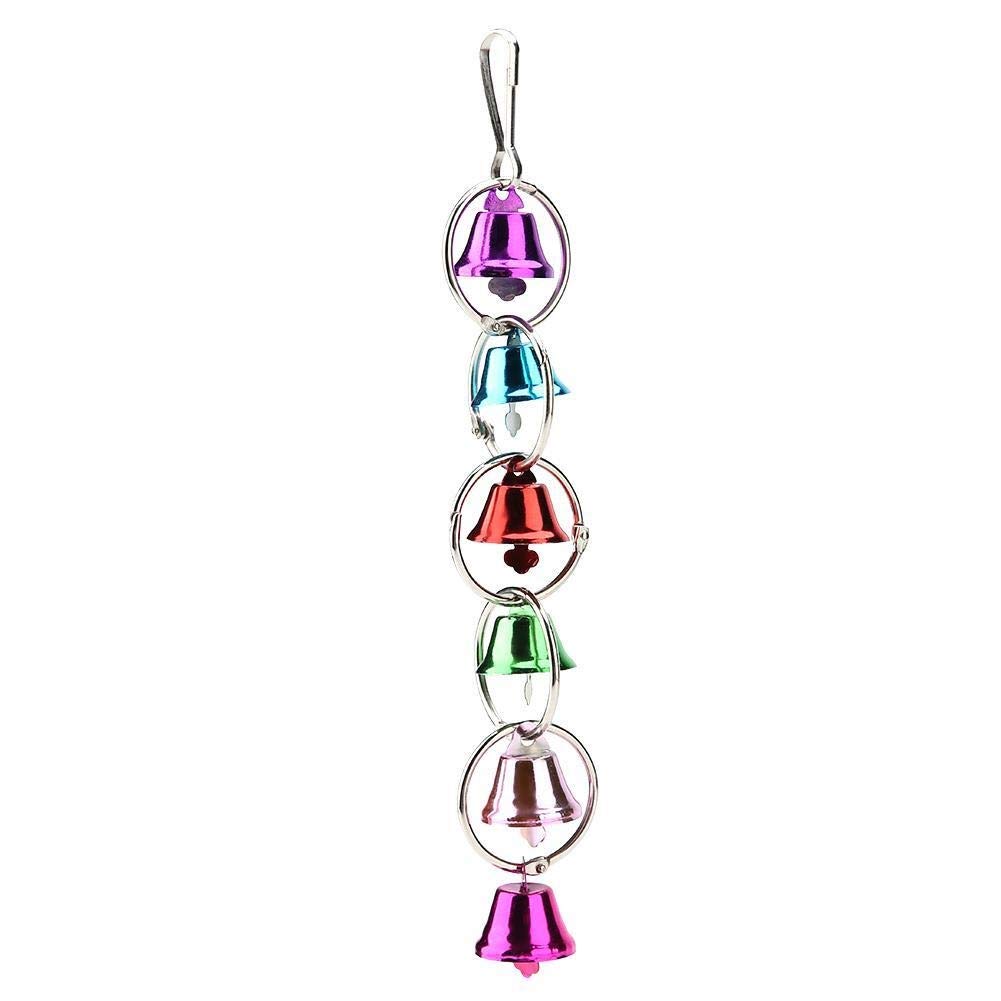 Colorful Hanging Bell Chew Toy for Parrots, Macaws & Pet Birds - Interactive Bird Toy with Bells & Strings - Durable Chewing & Play Activity for African Greys, Cockatoos, Amazons (Great for Cage Enrichment & Mental Stimulation)