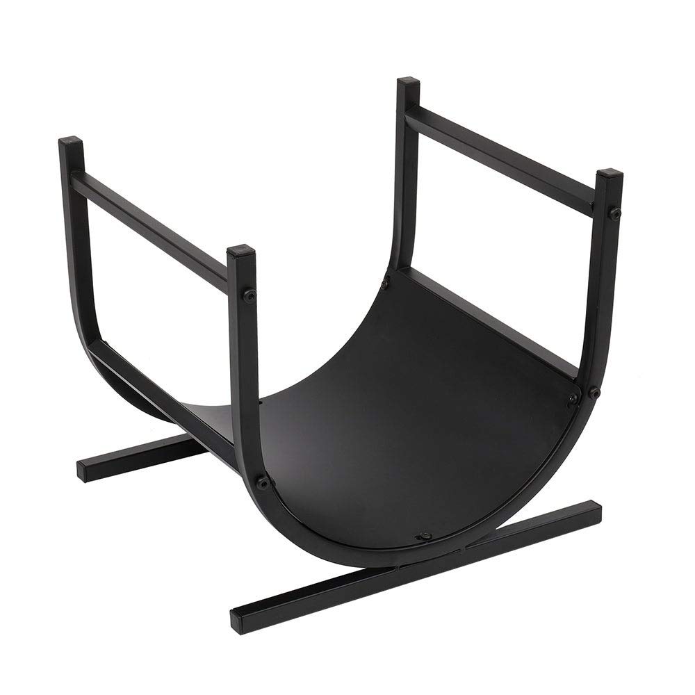 Black Iron U-Shaped Firewood Log Rack Holder - Outdoor Wood Storage for Fireplace, Camping & Backyard - Heavy Duty & Rust-Resistant
