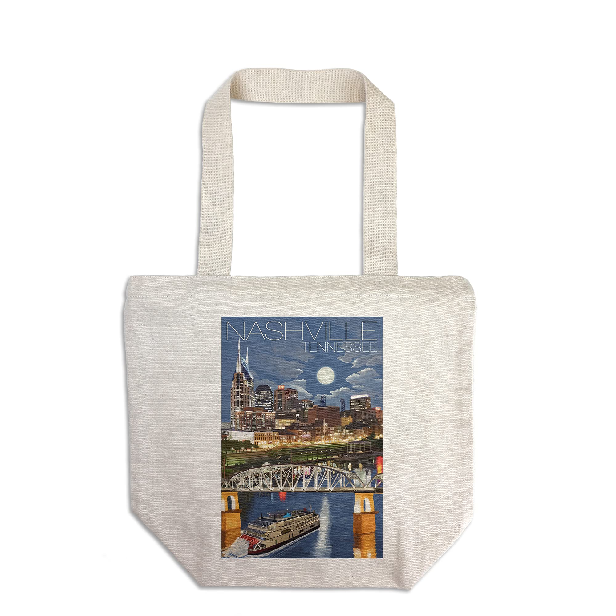 Nashville at Night Tote Bag - 100% Cotton Canvas Reusable Shopping Bag with Nashville Tennessee Skyline Print | Perfect for Groceries, Beach Trips & Eco-Friendly Shopping