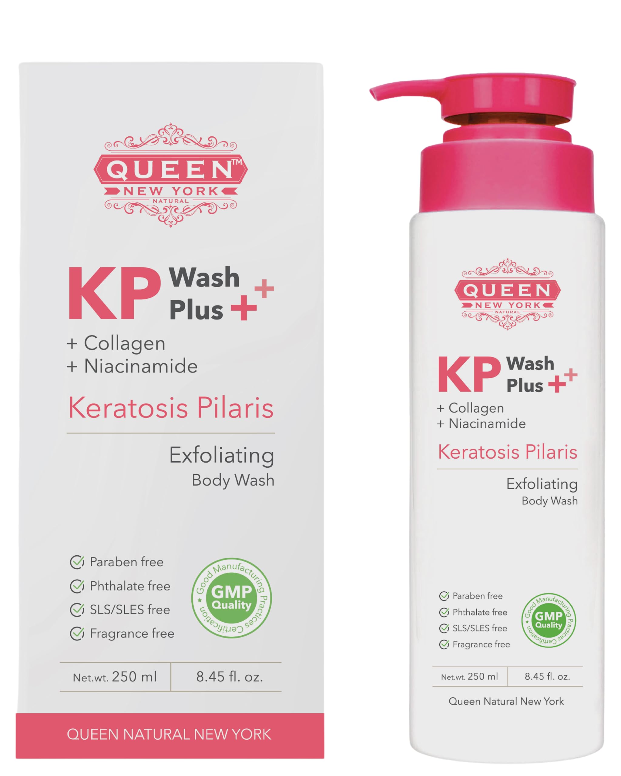 KP Treatment Acne Exfoliating Body Wash with Collagen & Niacinamide | 15% Glycolic Acid & 2% Salicylic Acid for KP Bumps, Keratosis Pilaris & Rough Skin | Fragrance-Free 8.45 fl.oz | Perfect for Body Acne, Ingrown Hairs & Dry Bumpy Skin Care Routine