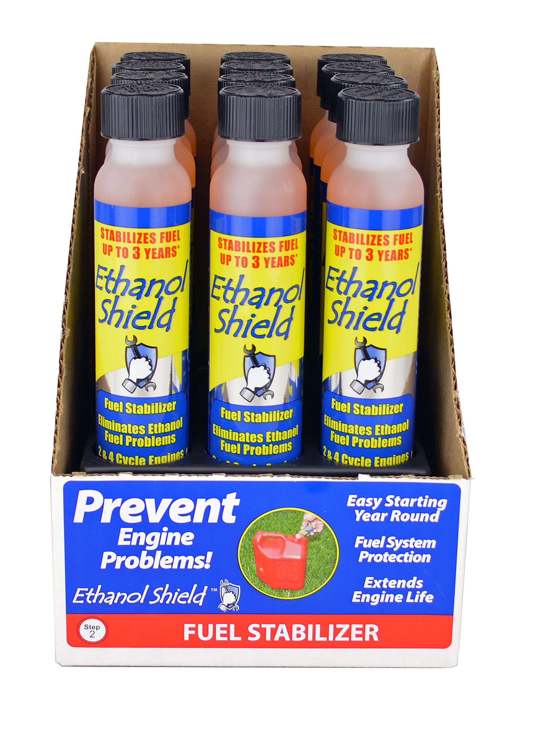 Ethanol Shield Fuel Treatment 4 oz (Case of 12) - Prevent Engine Damage, Improve Performance | Ideal for Boats, Motorcycles & Small Engines