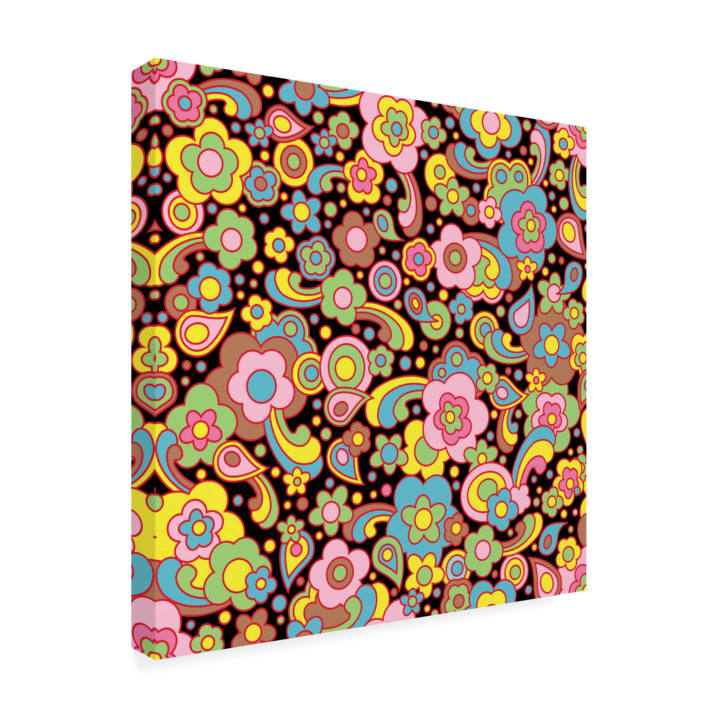 Ron Magnes 'Paisley Pattern On Black' Canvas Wall Art Print - Modern Home Decor for Living Room, Bedroom & Office