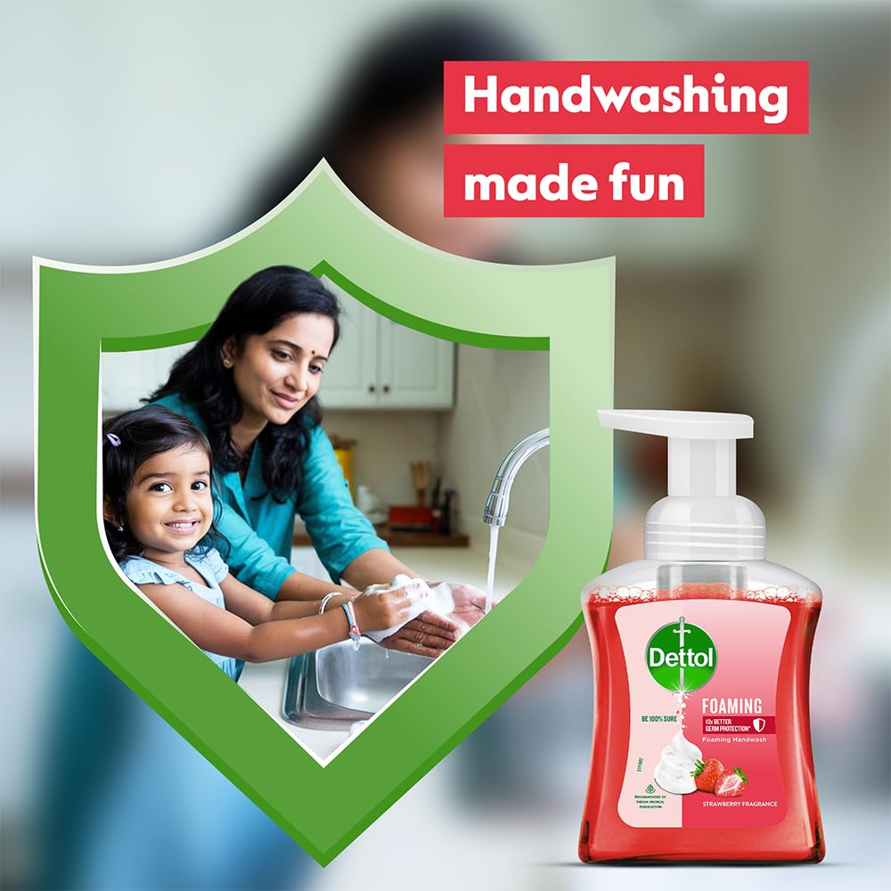 Dettol Foaming Hand Wash Refill Combo - Strawberry & Aloe Coconut (Pack of 2, 700ml Each) | Rich Lather, Moisturizing Formula, Gentle on Skin | Ideal for Home, Office & Travel Use