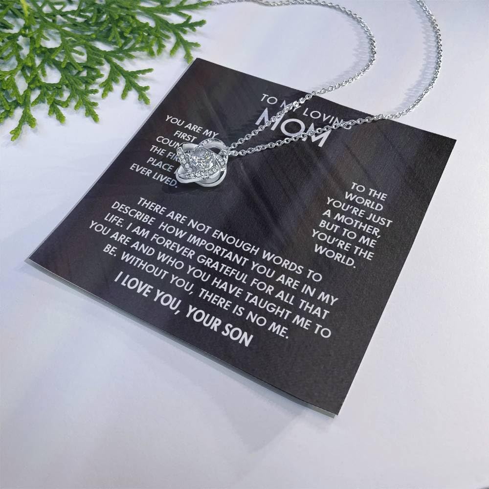 14k White Gold 'Without You There Is No Me' I Love You Necklace - Meaningful Mother's Day Gift from Son, Christmas Present for Mom, Unique Birthday Jewelry in Luxury Gift Box | Perfect for Special Occasions & Heartfelt Moments