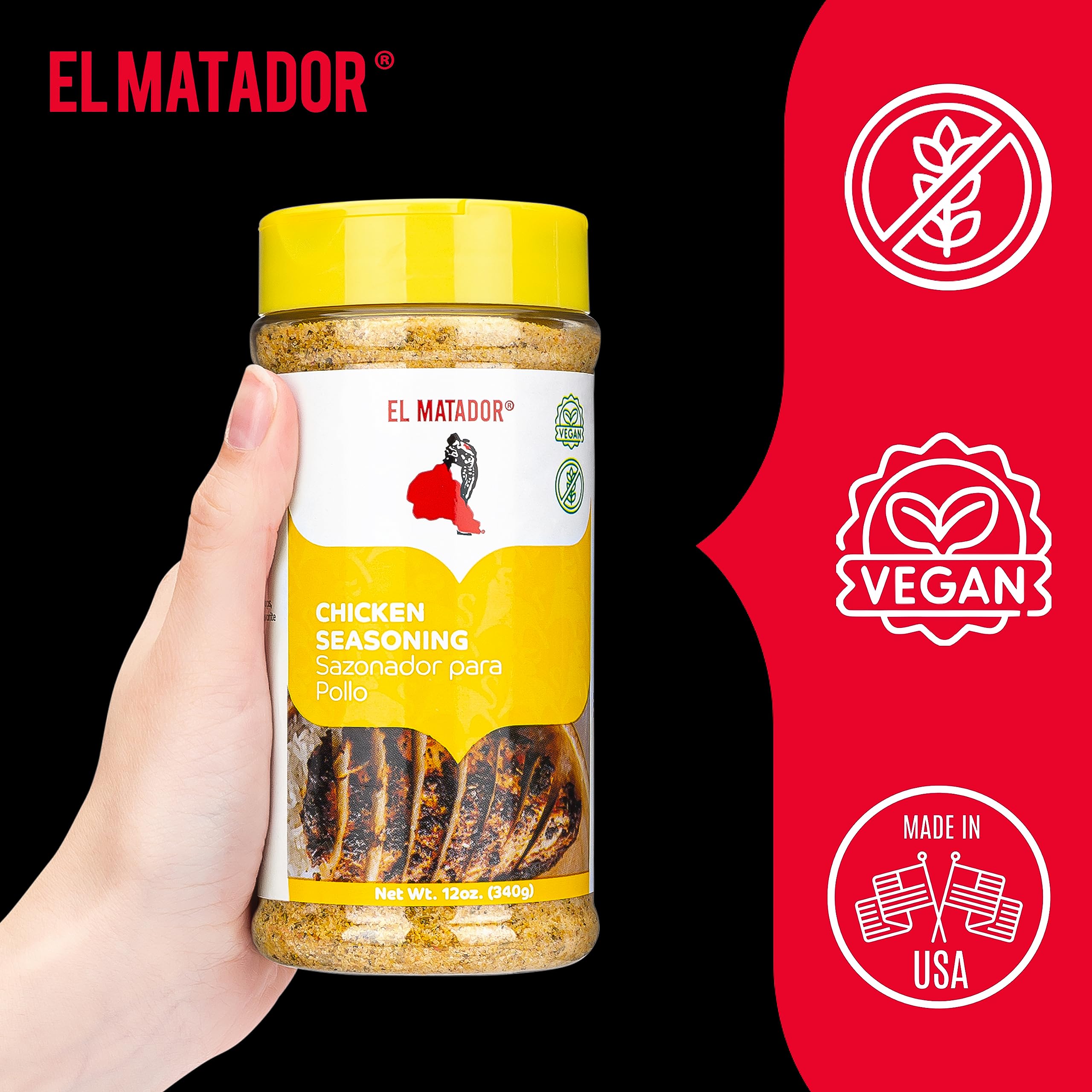 El Matador Chicken Seasoning 12 oz - Premium Mexican Spice Blend for Grilling, Roasting & Fajitas - Authentic Flavor for Home Chefs & BBQ Lovers