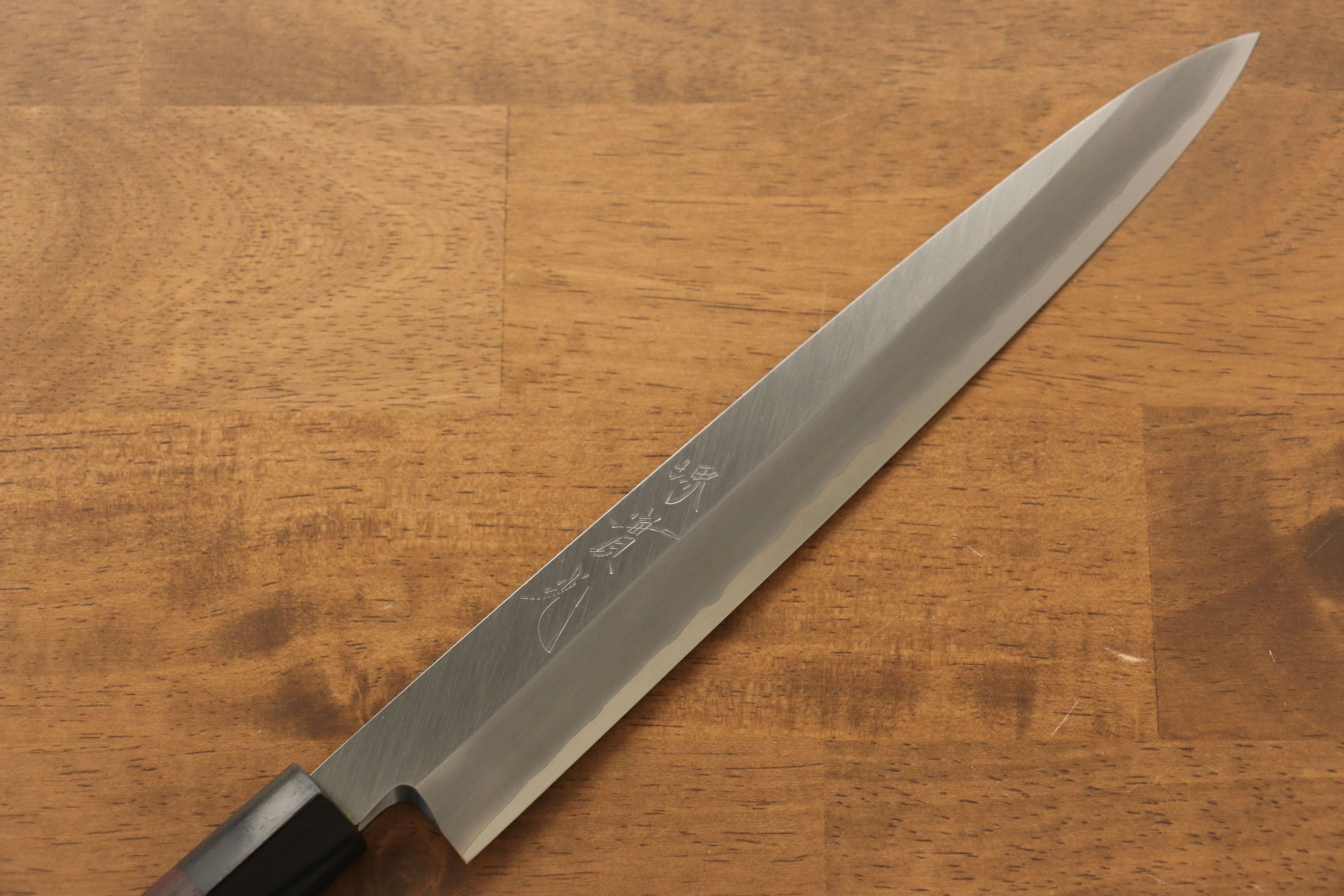 Premium Jikko Silver Steel No.3 Yanagiba Sushi Knife 240mm with Exquisite Shitan Handle - Perfect for Sushi Chefs & Japanese Cuisine Preparation