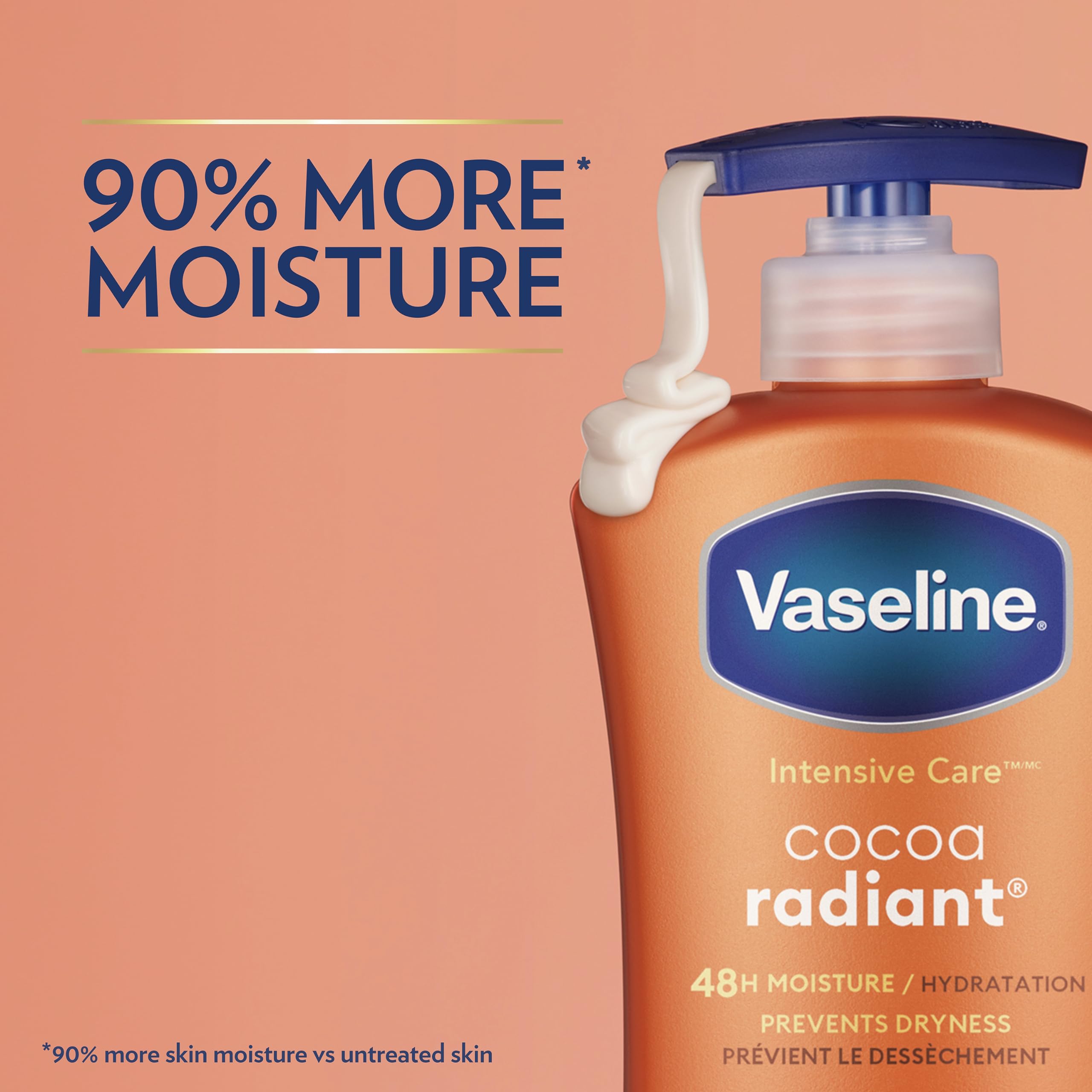 Vaseline Intensive Care Cocoa Radiant Body Lotion for Dry Skin - Ultra-Hydrating with Pure Cocoa Butter & Lipids - Long-Lasting Moisture & Glow - 20.3 oz - Perfect for Daily Hydration & Winter Skin Care