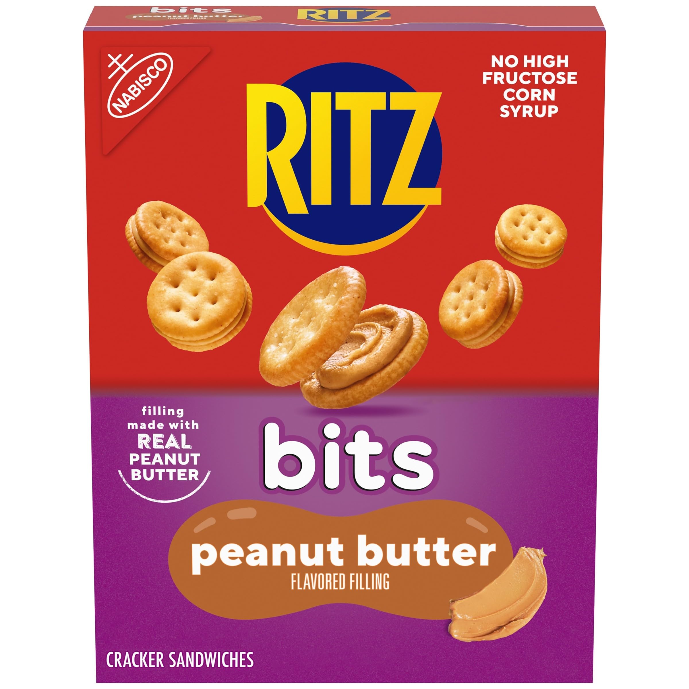 RITZ Bits Peanut Butter Sandwich Crackers - Crunchy Snack for Kids & Adults - 8.8 oz Pack - Perfect for School Lunches, Office Snacks & On-the-Go Treats