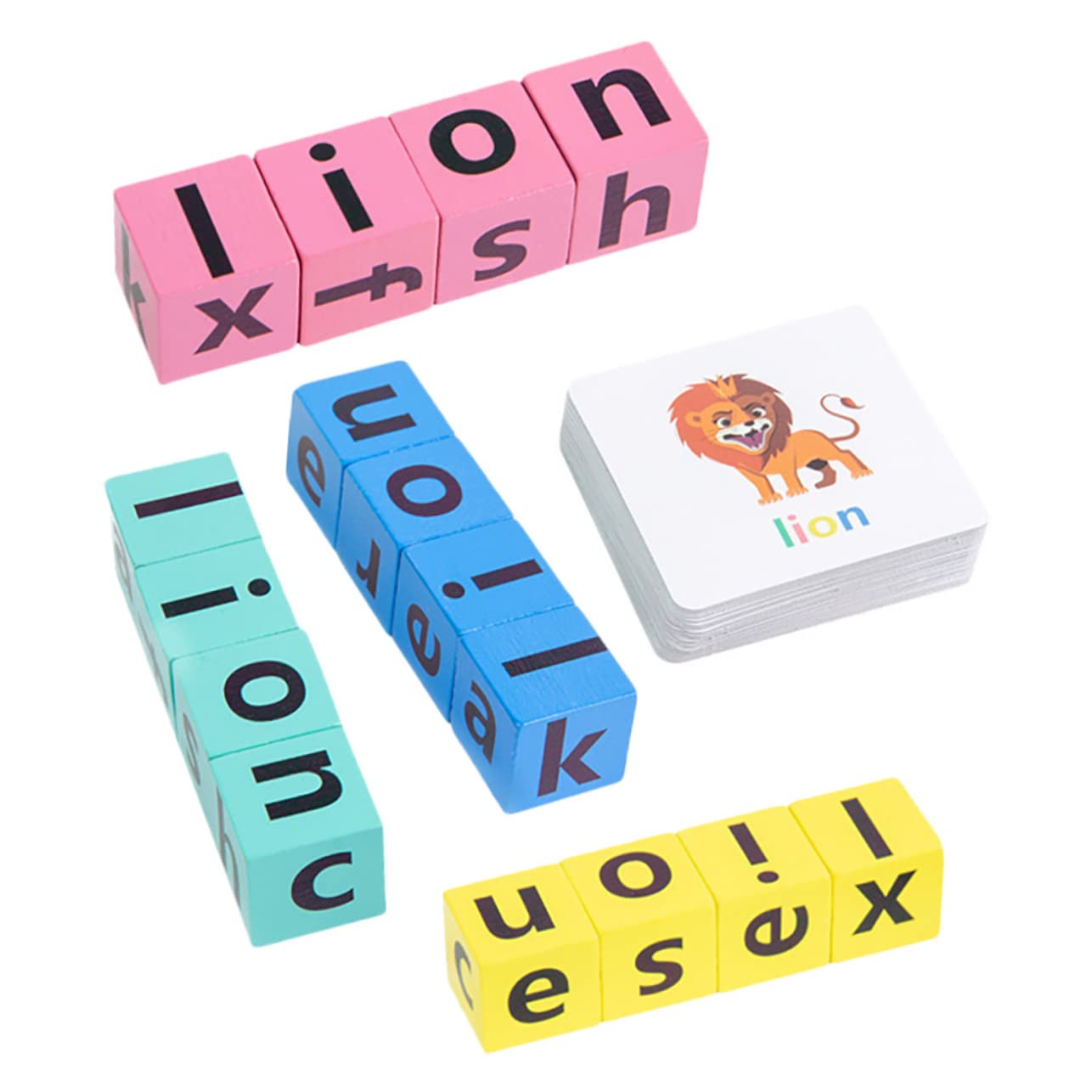 Vaguelly Wooden Alphabet Spelling Game - Educational Letter Blocks Toy for Kids & Toddlers - Rotating Word Puzzle for Early Learning & Language Development - Perfect for Homeschooling, Classroom, and Family Fun