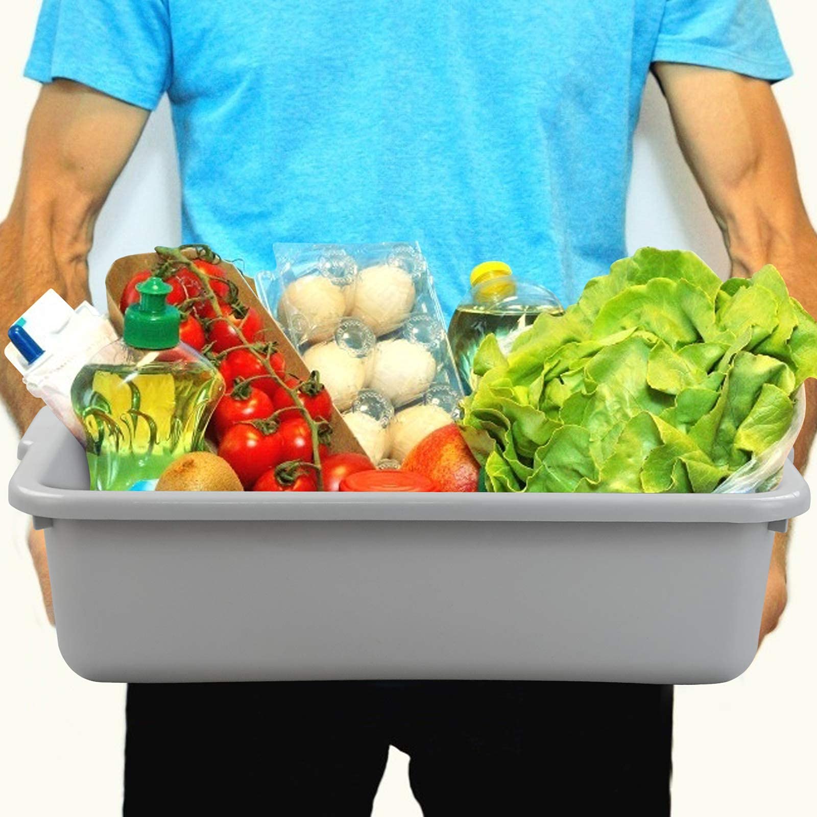Xyskin 13 L Plastic Commercial Bus Tubs - Heavy Duty Utility Bus Boxes for Restaurant & Kitchen Storage (4-Pack) - Perfect for Food Service, Dishwashing & Organization