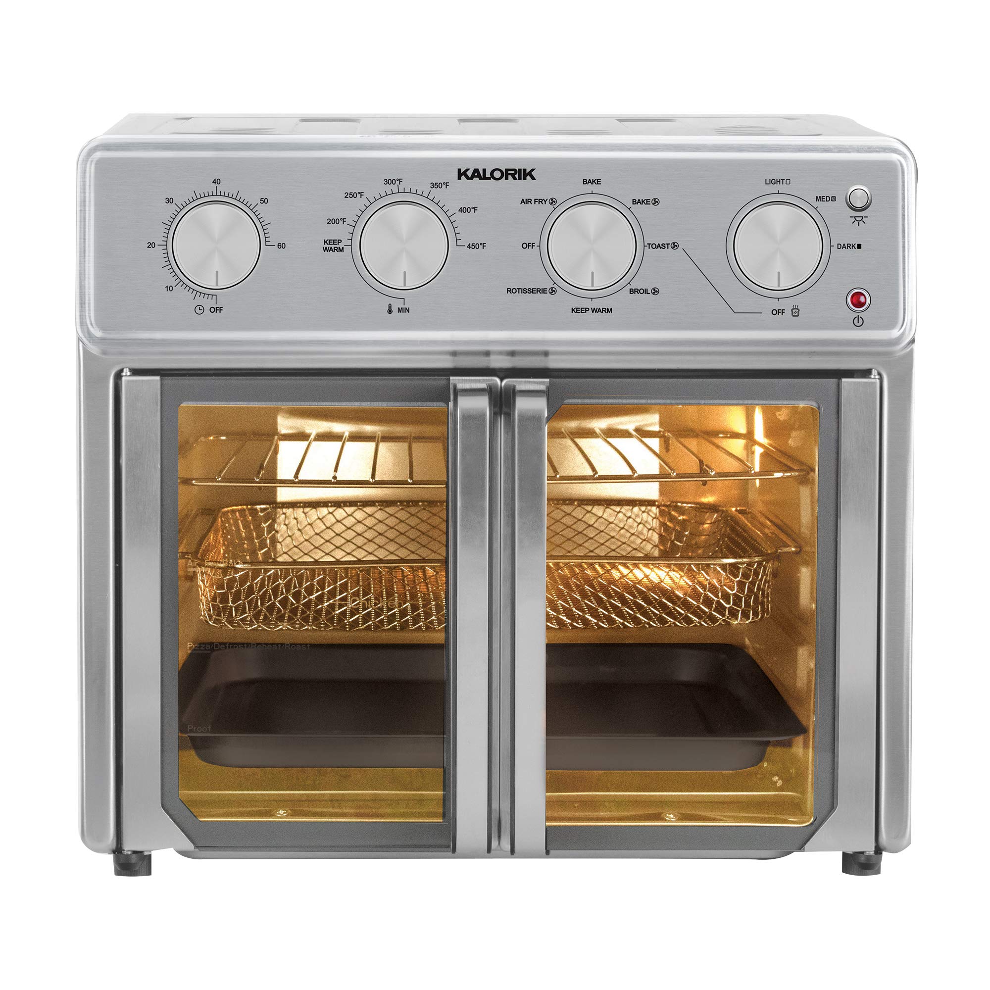 Kalorik MAXX® 26 Quart 9-in-1 Air Fryer Oven Combo - Countertop Toaster Oven with Air Fry, Bake, Roast, Rotisserie Functions - 1700W Stainless Steel - Includes 7 Easy-to-Clean Accessories (AFO 47267 OW) - Perfect for Family Cooking, Meal Prep & Healthy Air Fried Snacks