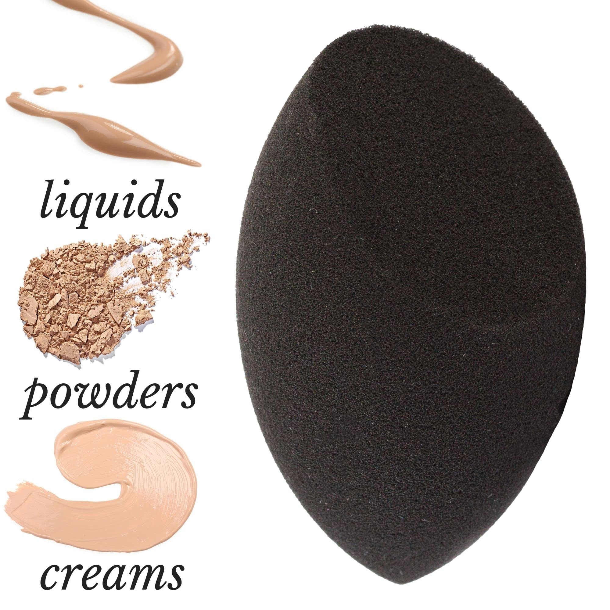Beauty Junkees Makeup Sponge Blender - Black Contour Sponge for Liquid, Cream & Powder Foundation, Latex-Free Cosmetic Blender for Flawless Makeup Application - Perfect for Everyday Use, Professional Makeup & Travel