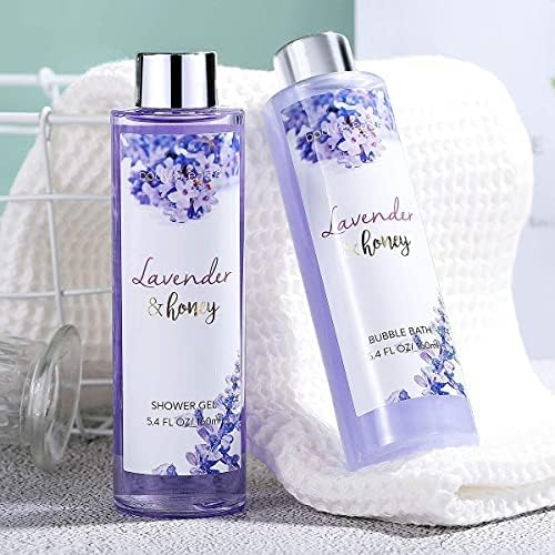Lavender Bath Gift Set for Women - 8 Piece Spa Set with Shower Gel & Bubble Bath | Relaxing Self Care, Birthday, Valentine's Day Gifts for Her | Perfect for Stress Relief & Home Spa Nights