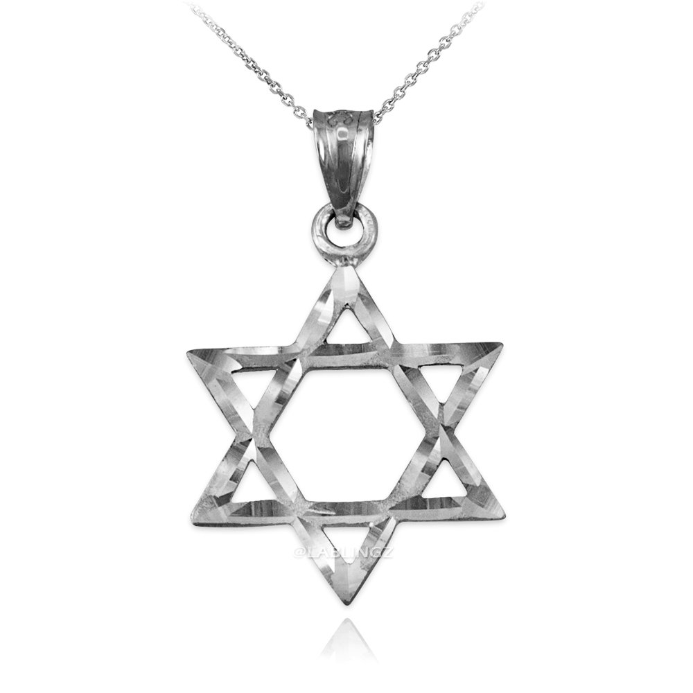 14K White Gold Jewish Star of David Pendant Necklace - Elegant Religious Jewelry for Women, Perfect for Hanukkah Gifts, Bat Mitzvah & Everyday Wear