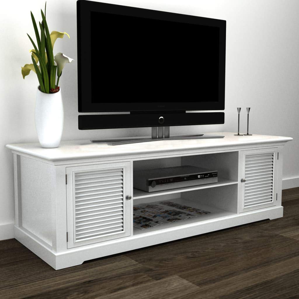 vidaXL White Wooden TV Stand for Living Room - 48