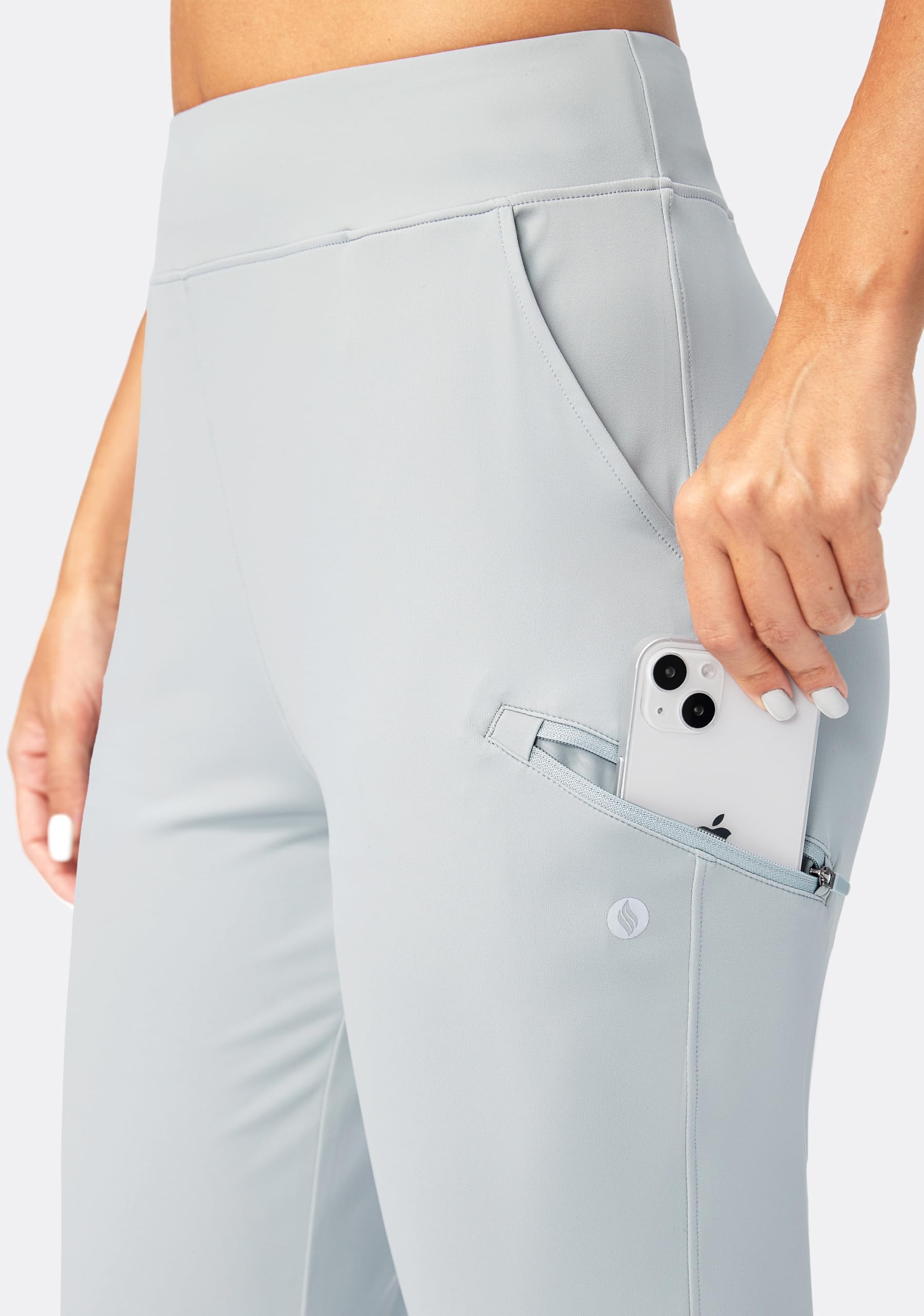 SANTINY Women's High Waist 7/8 Ankle Golf Pants with 3 Zipper Pockets - Stretchy Workout Travel Pants for Yoga, Running & Casual Wear