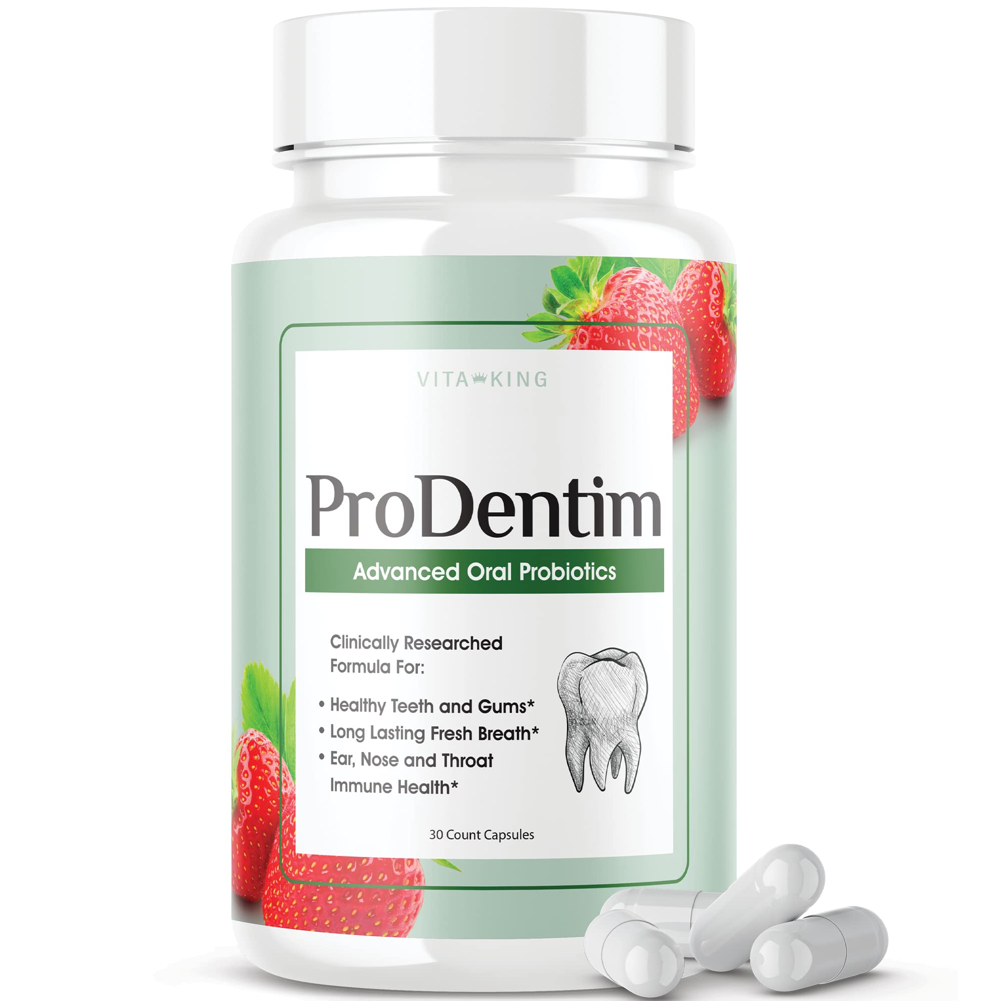 Vitaking Prodentim Oral Probiotics for Gums & Teeth Health - Dental Formula Supplement with Natural Ingredients (30 Capsules) - Supports Fresh Breath & Healthy Smile for Daily Oral Care