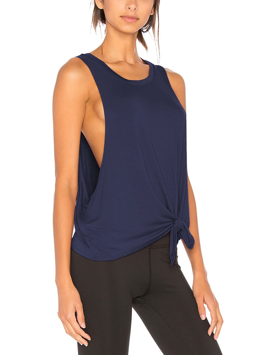 Bestisun Women's Sexy Workout Tank Tops - Yoga & Gym Crop Tops with Tie Knot Design - Breathable Athletic Shirts for Yoga, Running, Fitness & Casual Wear