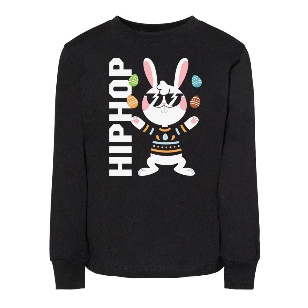 Hip Hop Bunny Easter Long Sleeve T-Shirt for Toddlers & Kids - Cute Easter Outfit for Boys & Girls - Perfect for Easter Egg Hunts, Family Photos & Spring Celebrations
