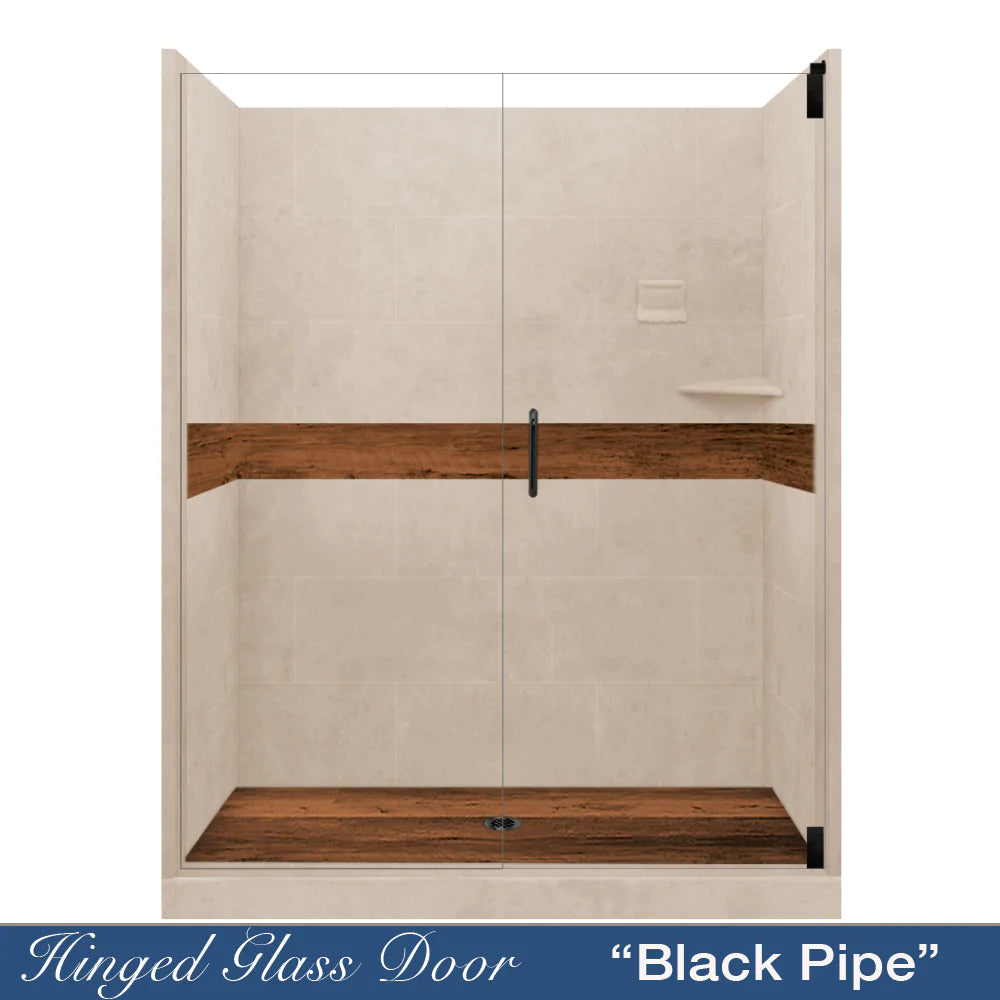 Lifeproof Burnt Oak Brown Sugar 60-Inch Alcove Stone Shower Enclosure Kit - Waterproof Bathroom Upgrade for Modern Homes