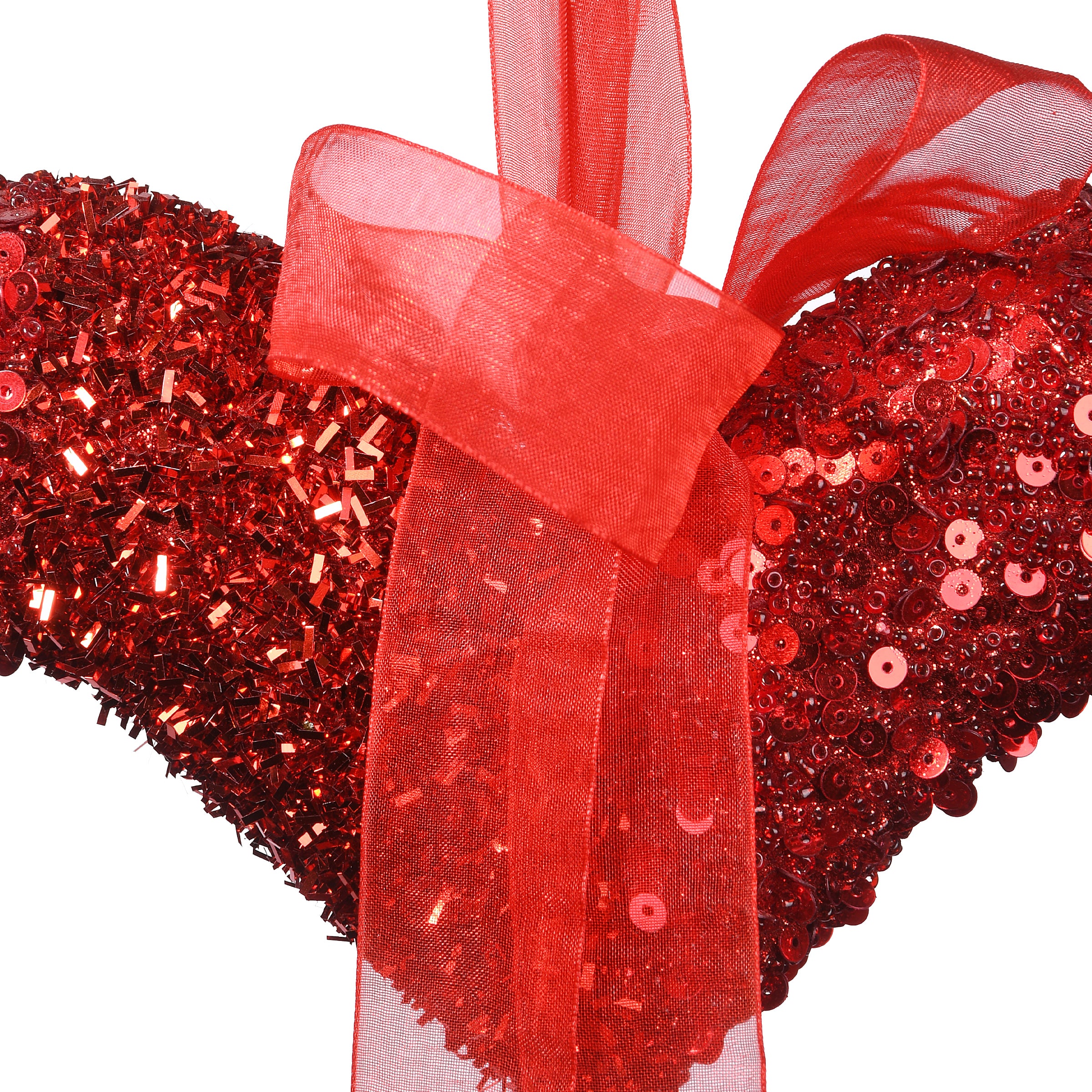 11 Inch Red Bead Glittered Valentine Heart Hanging Decoration - Perfect for Valentine's Day Party, Wedding, Home & Office Decor