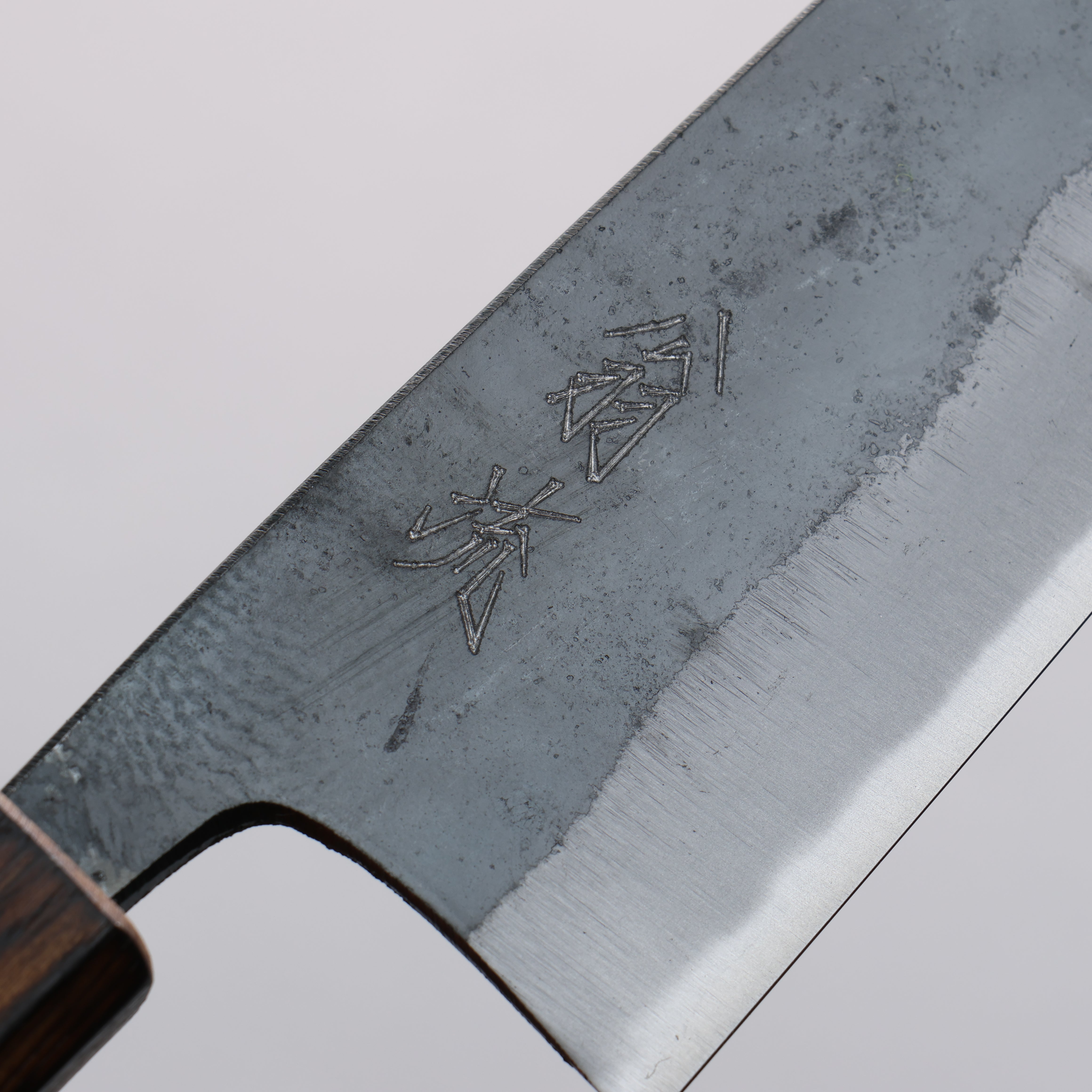 Oul Blue Steel No.2 Black Finished Small Bunka Knife 125mm with Oak Handle - Perfect for Home Cooking, Sushi Preparation & Vegetable Chopping