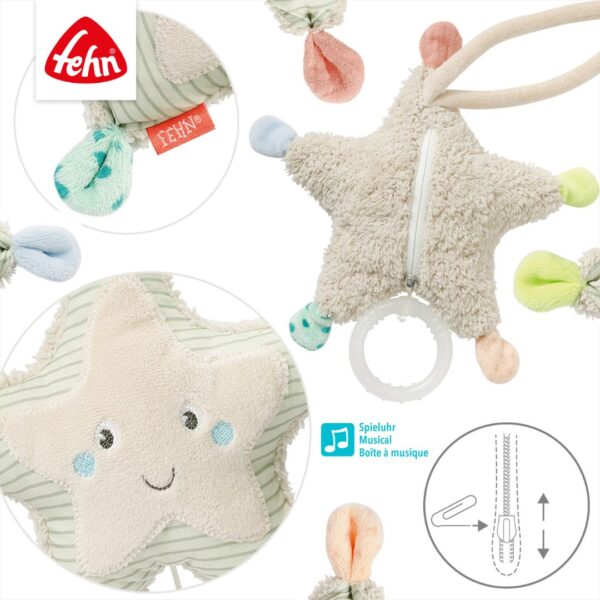 Fehn Mini Musical Starfish Toy - Ocean-Themed Baby Shower Gift & Nursery Decor for Newborns & Toddlers