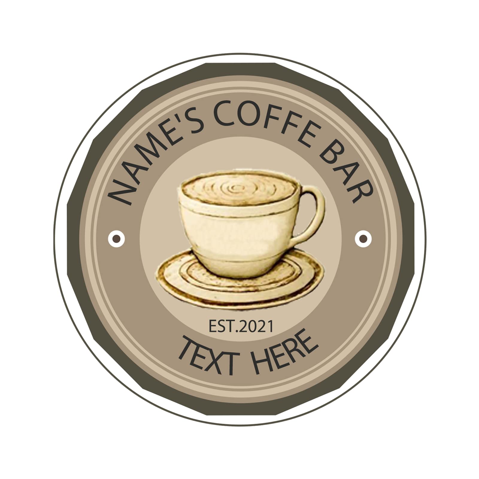 Personalized Coffee House Sign - Custom Name Vintage Coffee Bar Wall Decor in Metal or Wood - Unique Gift for Coffee Lovers (12x12 Inches) - Perfect for Home Cafes, Coffee Shops & Kitchen Decor