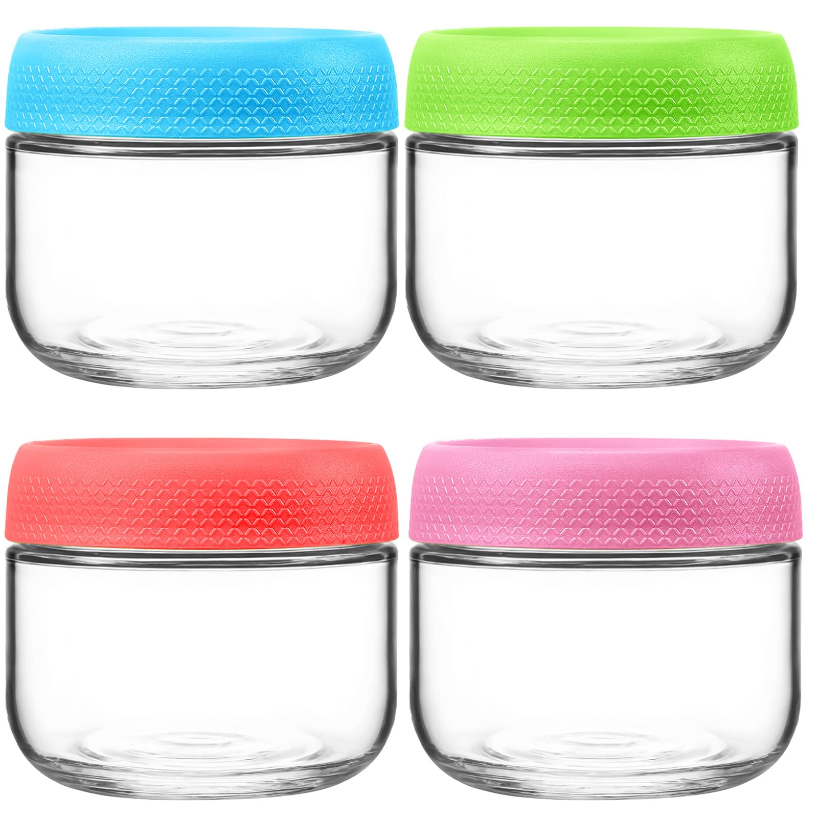 4 Pack 10oz Glass Mason Jars with Airtight Lids - BPA-Free Leakproof Storage Containers for Overnight Oats, Meal Prep, Pickling, Breakfast & Leftovers | Perfect for Kitchen Organization, Pantry Storage & Homemade Gifts
