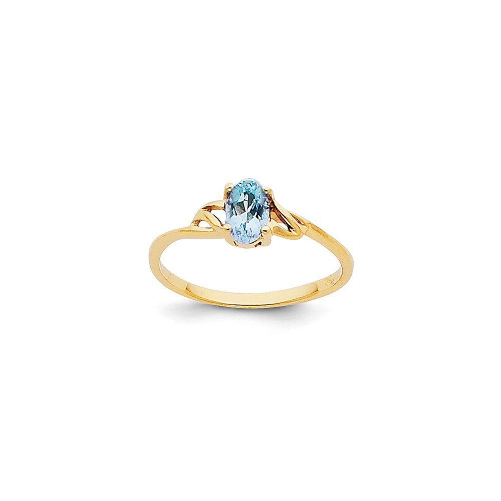 14K Yellow Gold Polished Aquamarine Ring - Size 6 Women's Jewelry Gift for Birthday, Anniversary & Special Occasions
