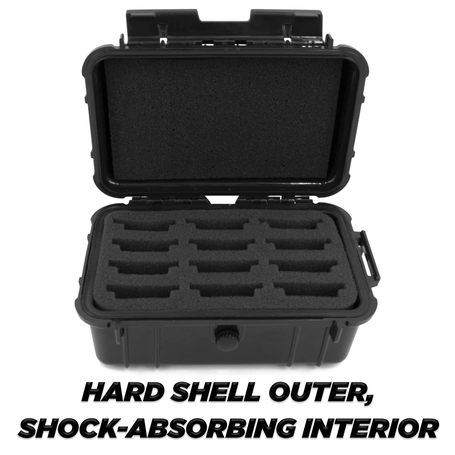 CASEMATIX Waterproof Clipper Blade Storage Case - Holds 12 Barber Blades with Custom Foam Interior | Protective Organizer for Hair Clipper Accessories | Perfect for Salon, Barbershop & Travel Use