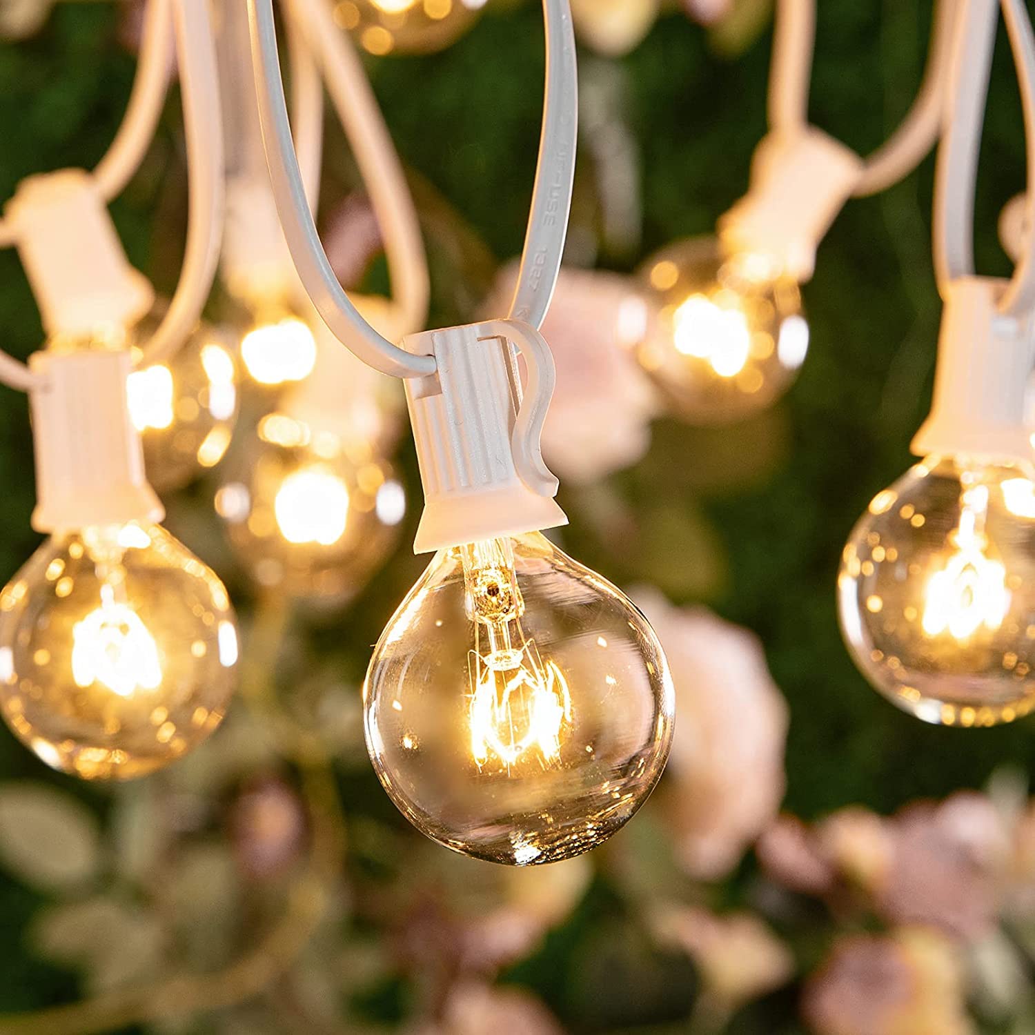 50Ft Outdoor String Lights with 53 Clear G40 Bulbs - UL Listed Waterproof Patio Lights for Backyard, Deck, Pergola, Gazebo, Balcony & Wedding Decor - Perfect for Parties, Gatherings & Romantic Ambiance